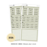 2026 Hobonichi Weeks Yearly view Stickers// Year at glance Stickers // #HW-YG-COLOR