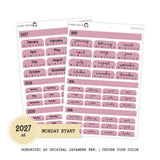 2027 Hobonichi A6 Original Japanese MONDAY start Yearly view Stickers // #A6-ROUND-COLOR