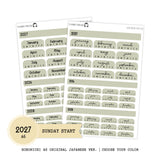 2027 Hobonichi A6 Original Japanese SUNDAY start Yearly view Stickers // #A6-SUNDAY-ROUND-COLOR