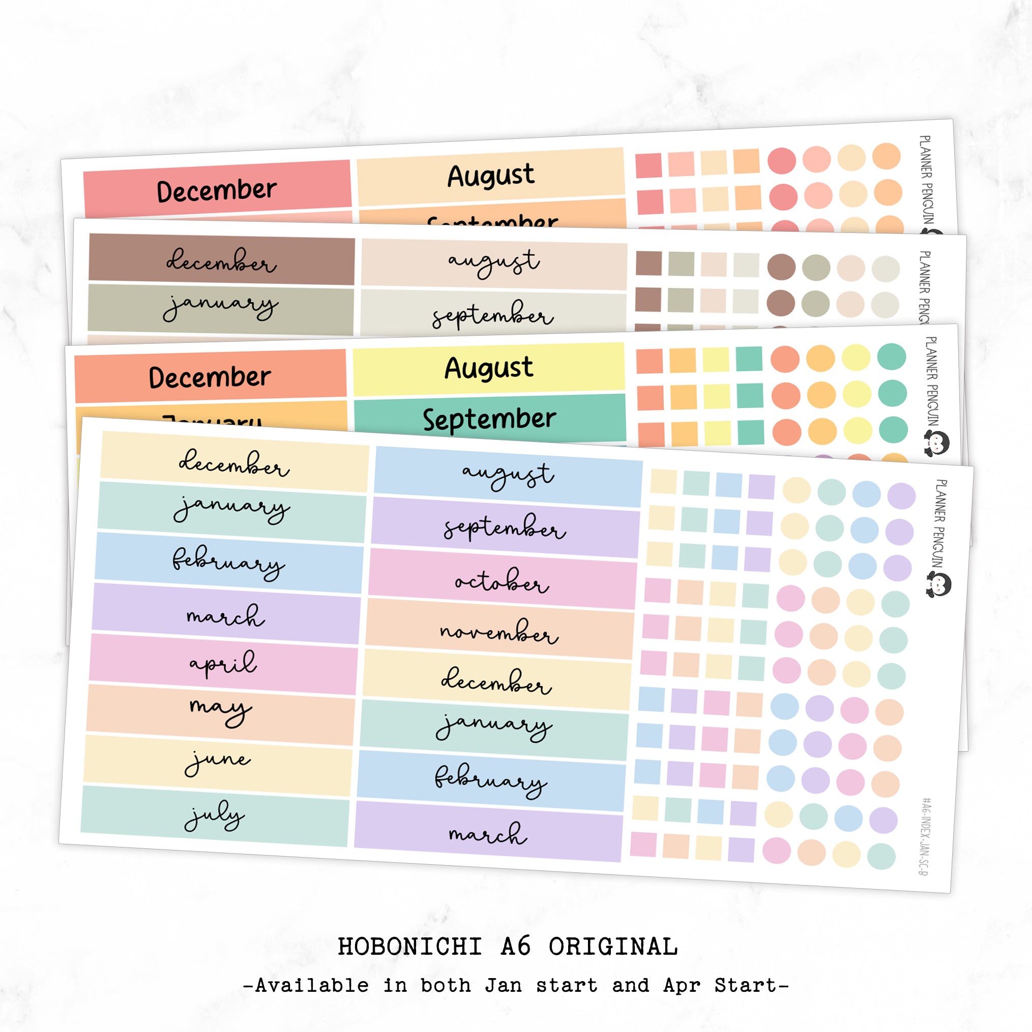 Hobonichi A6 Original Yearly Index Stickers// #A6-INDEX