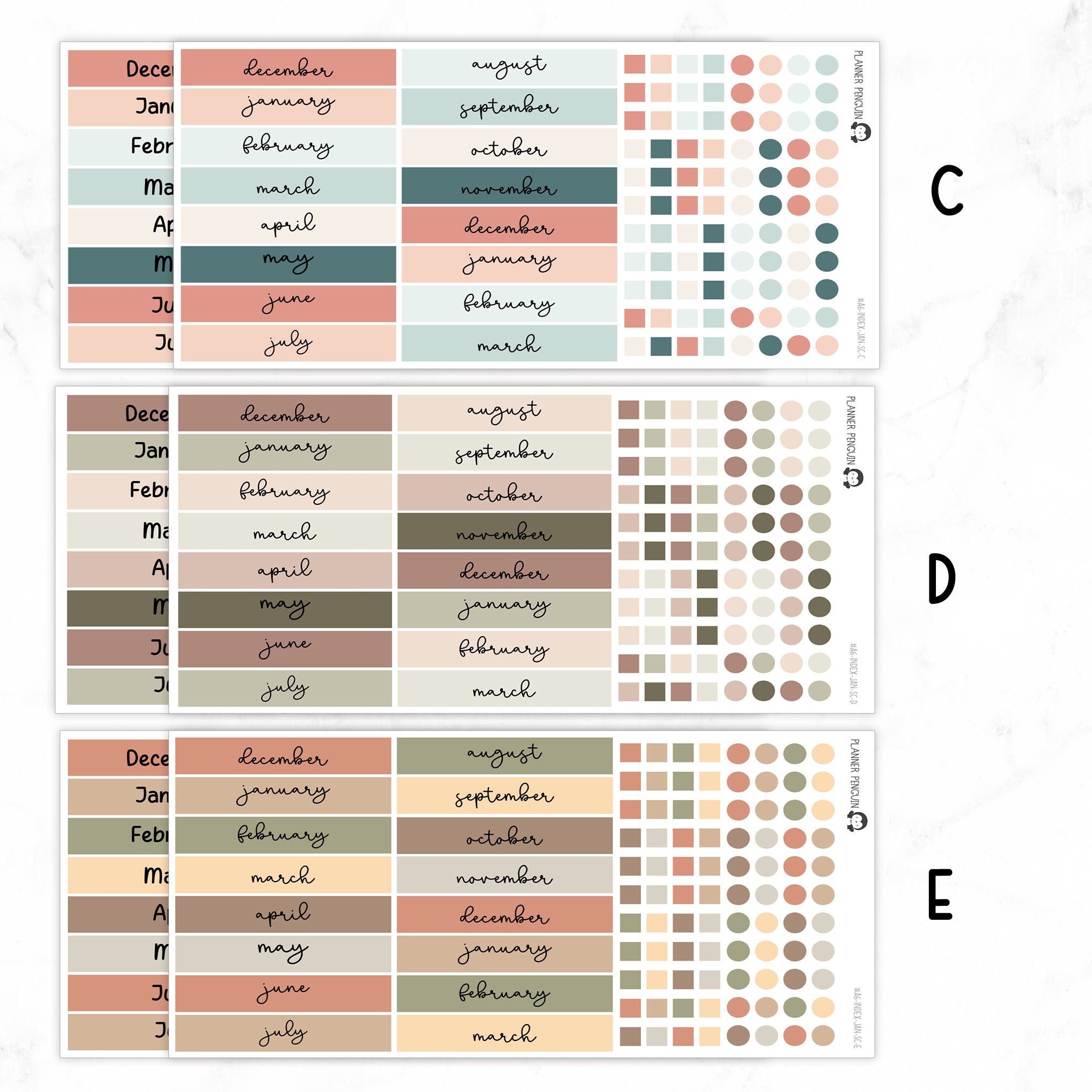 Hobonichi A6 Original Yearly Index Stickers// #A6-INDEX