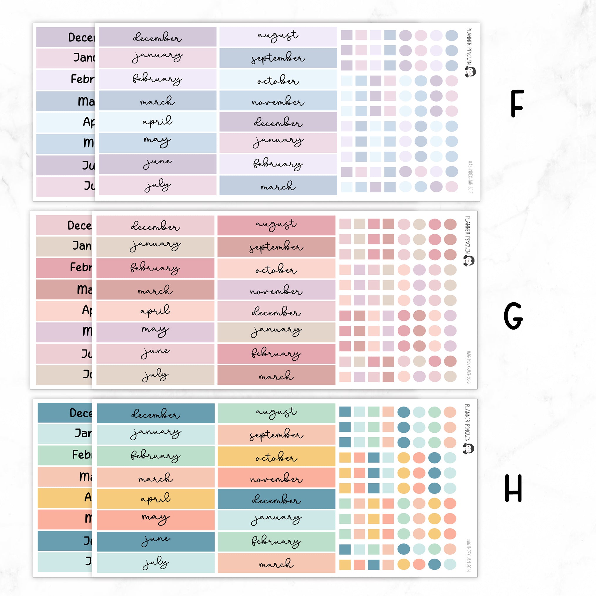 Hobonichi A6 Original Yearly Index Stickers// #A6-INDEX