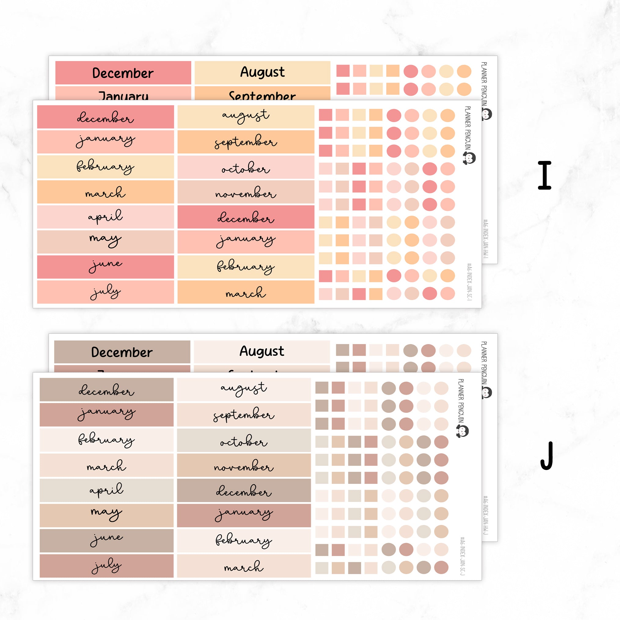 Hobonichi A6 Original Yearly Index Stickers// #A6-INDEX