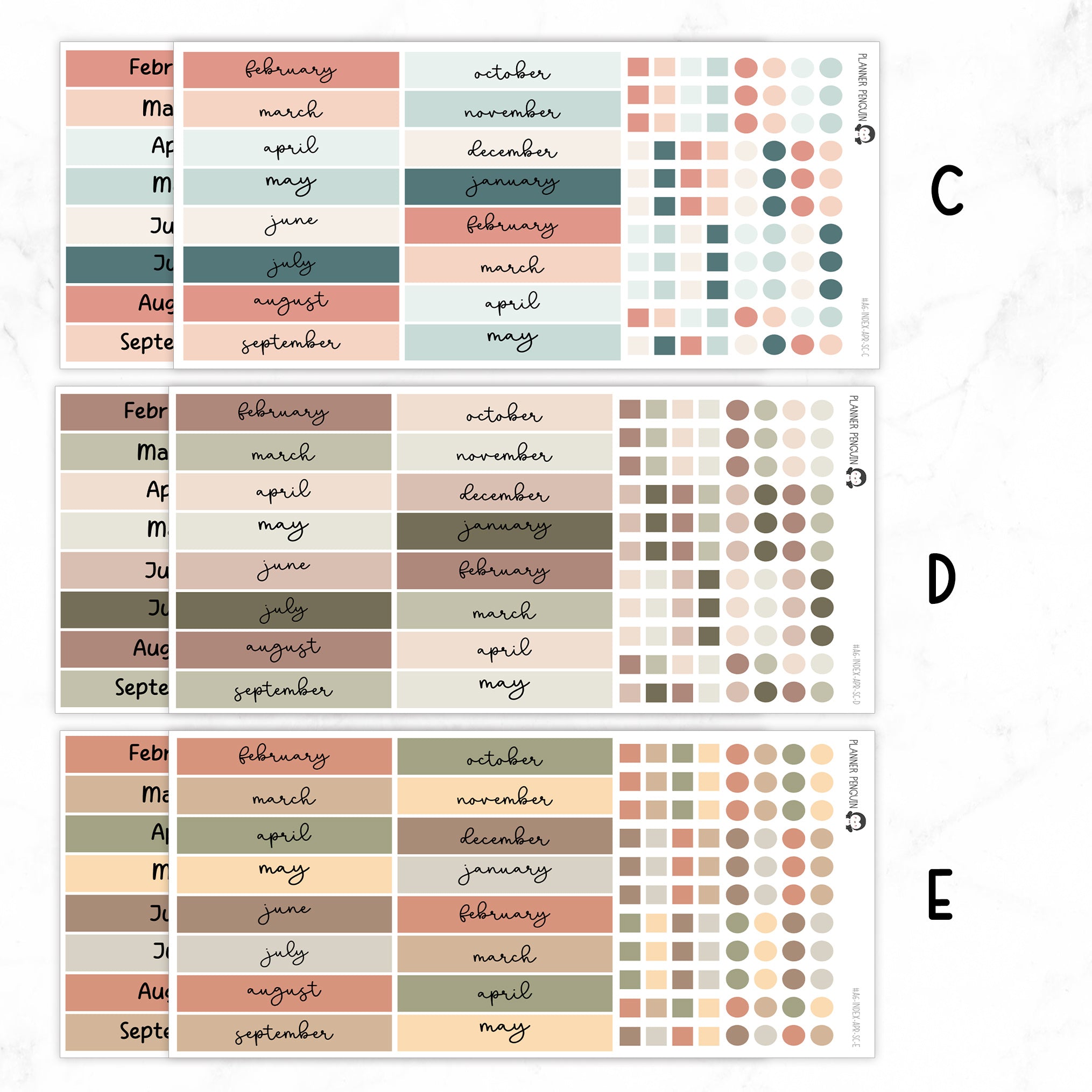 Hobonichi A6 Original Yearly Index Stickers// #A6-INDEX