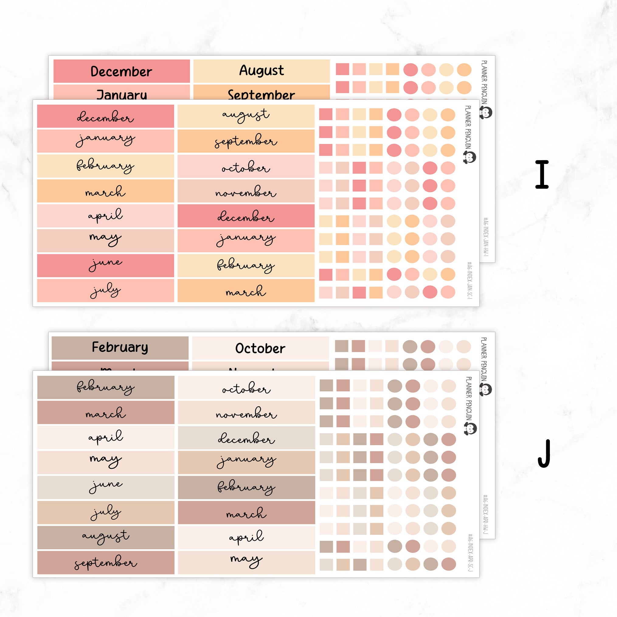 Hobonichi A6 Original Yearly Index Stickers// #A6-INDEX