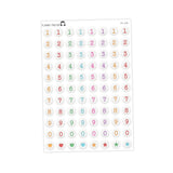 Jumbo Bead Colorful Number Stickers - Junk journal Alphabet | Scrapbook