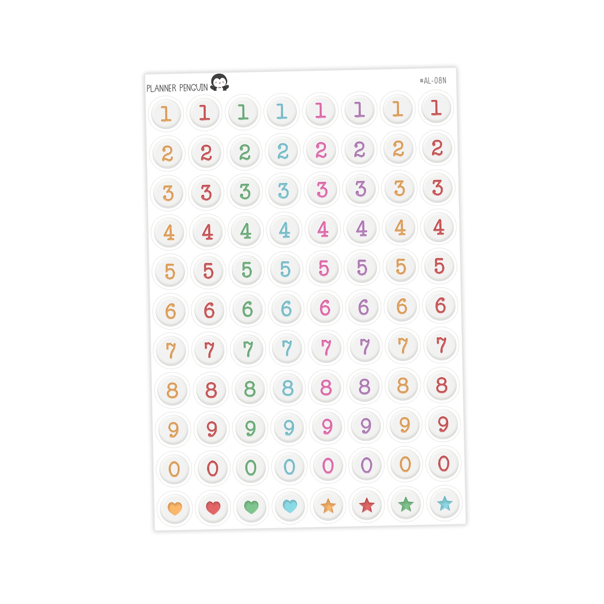 Jumbo Bead Colorful Number Stickers - Junk journal Alphabet | Scrapbook