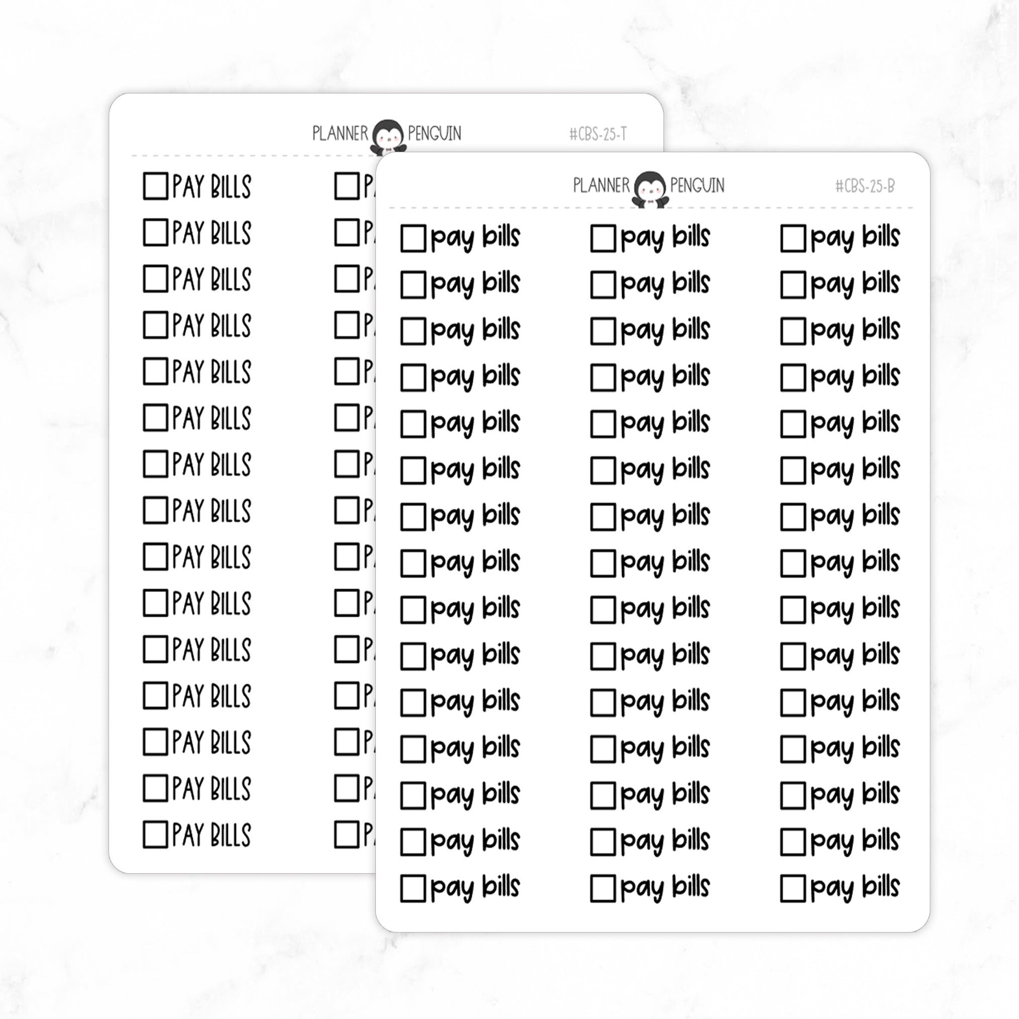 Pay Bills Checkbox Text Stickers