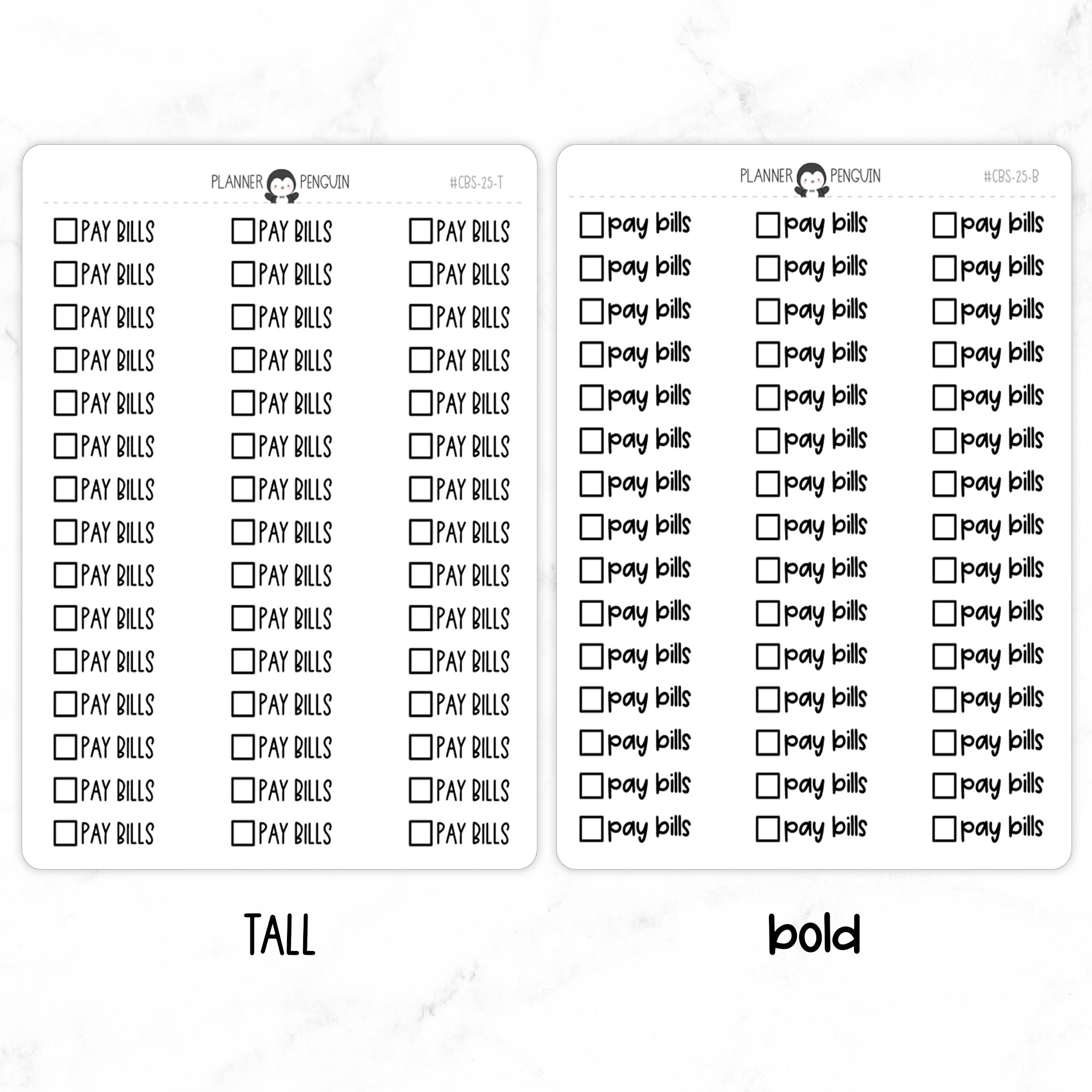 Pay Bills Checkbox Text Stickers