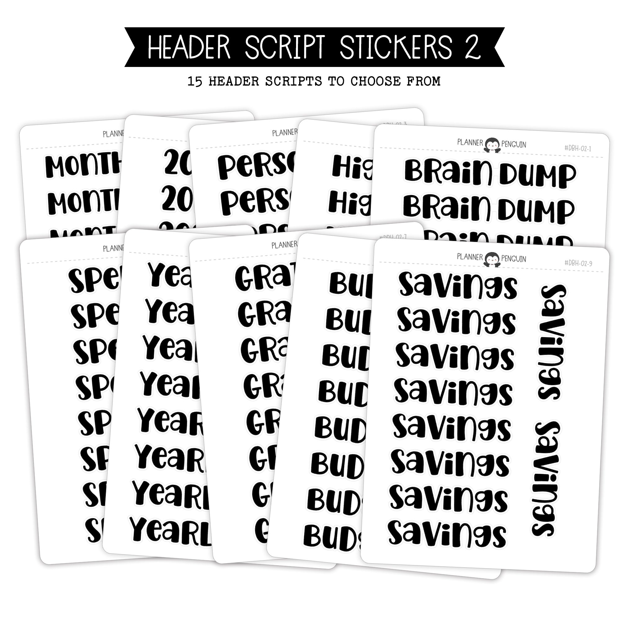 Header Script Stickers | Dashboard text stickers | Script Planner Sticker | DBH-02