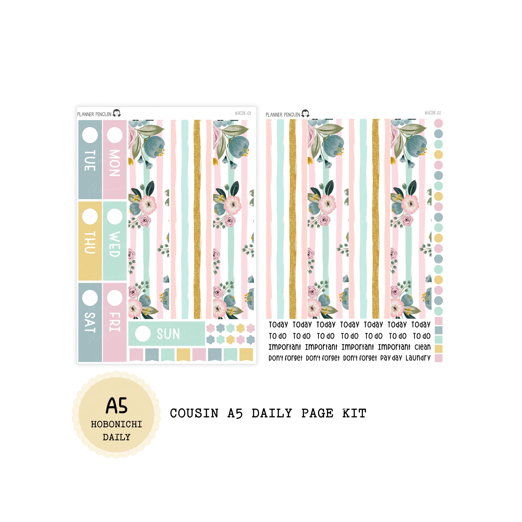 Spring Blooms - Daily Kit - Hobonichi Cousin A5 , A6 original Techo
