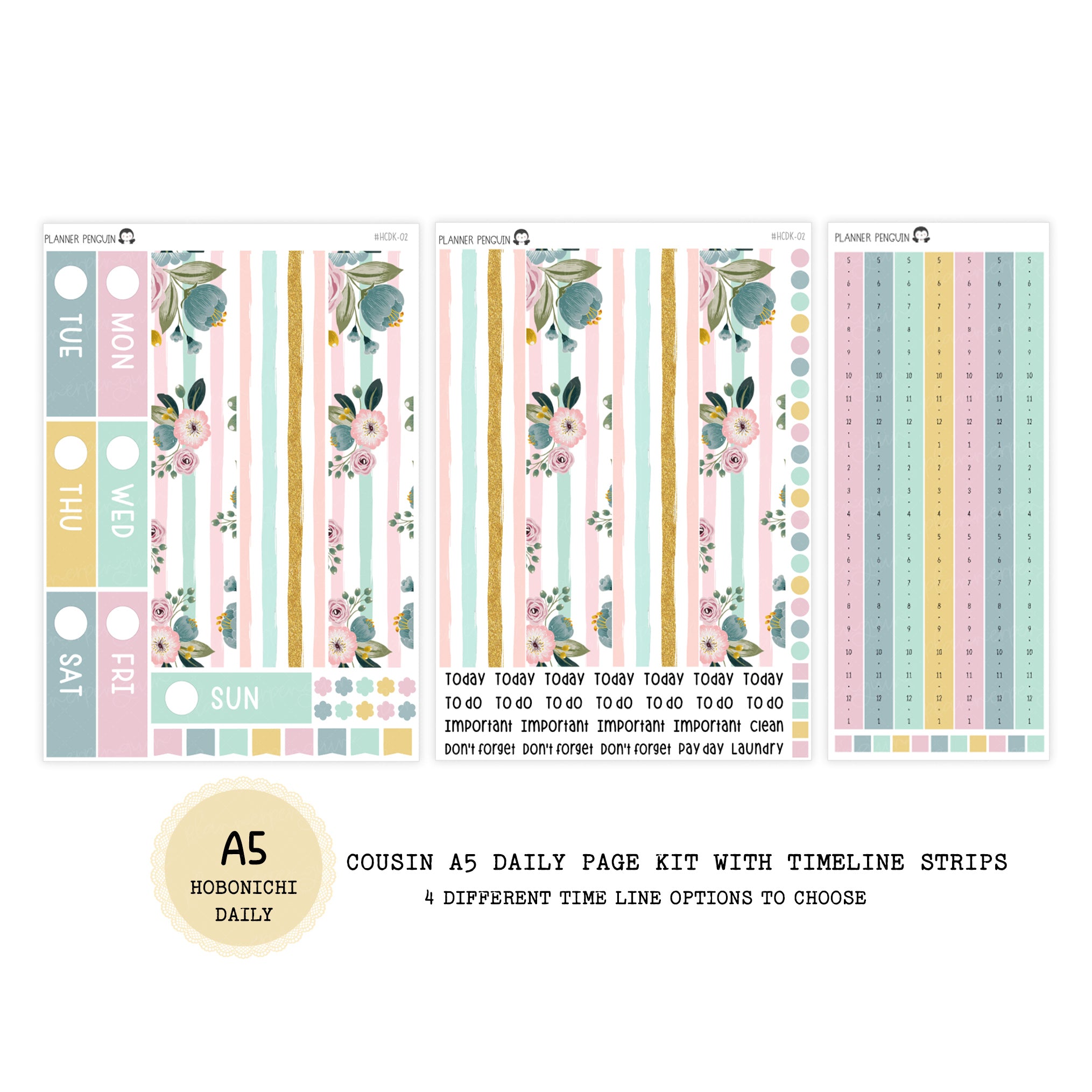 Spring Blooms - Daily Kit - Hobonichi Cousin A5 , A6 original Techo