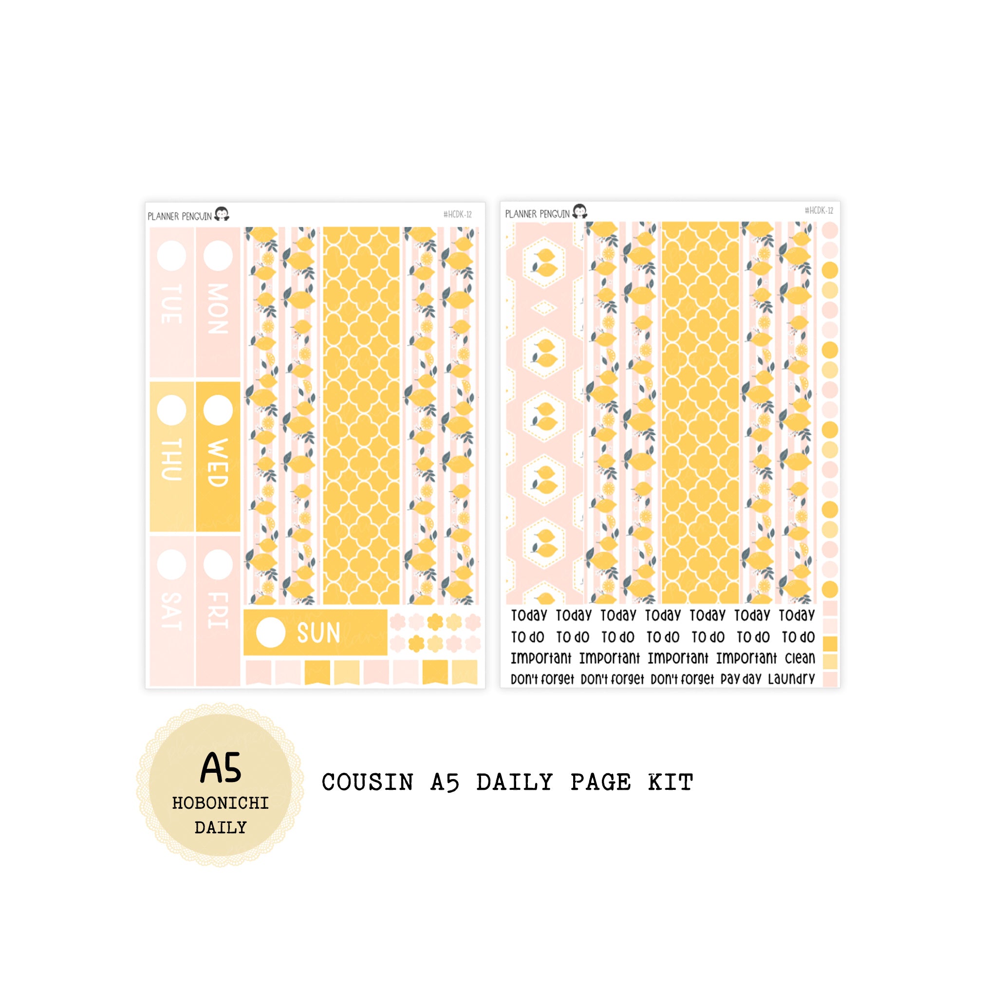 Pink Lemonade - Daily Kit - Hobonichi Cousin A5 , A6 original Techo