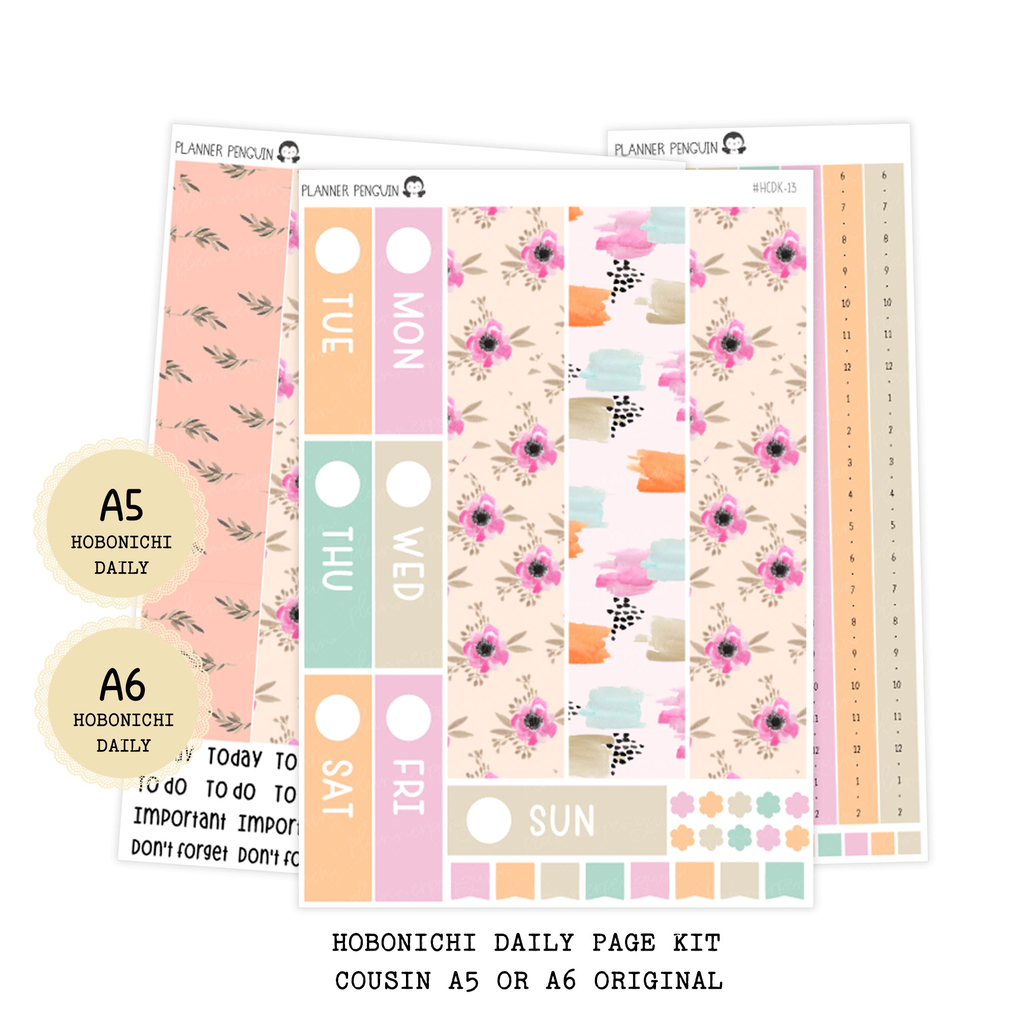 Poppy - Daily Kit - Hobonichi Cousin A5 , A6 original Techo