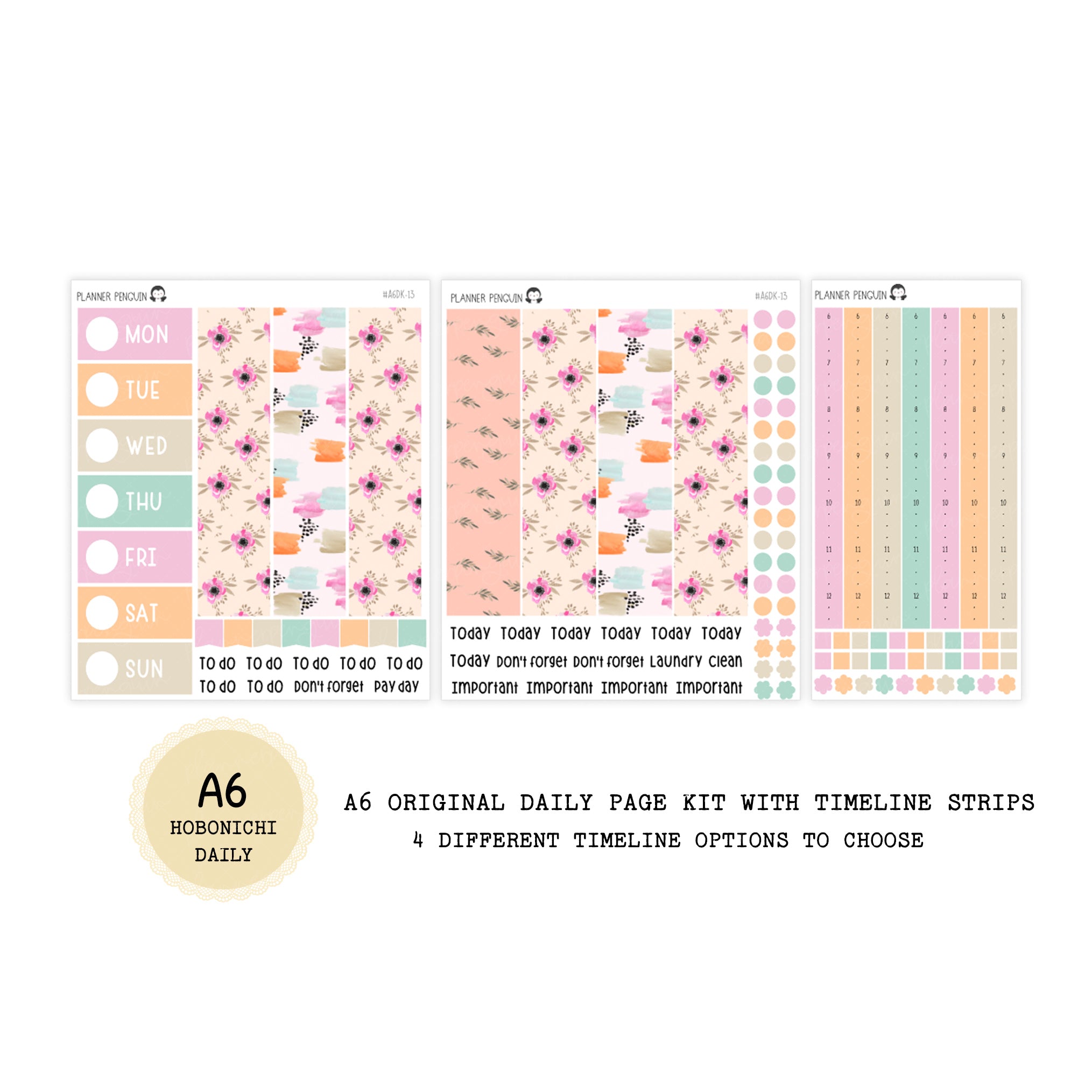 Poppy - Daily Kit - Hobonichi Cousin A5 , A6 original Techo
