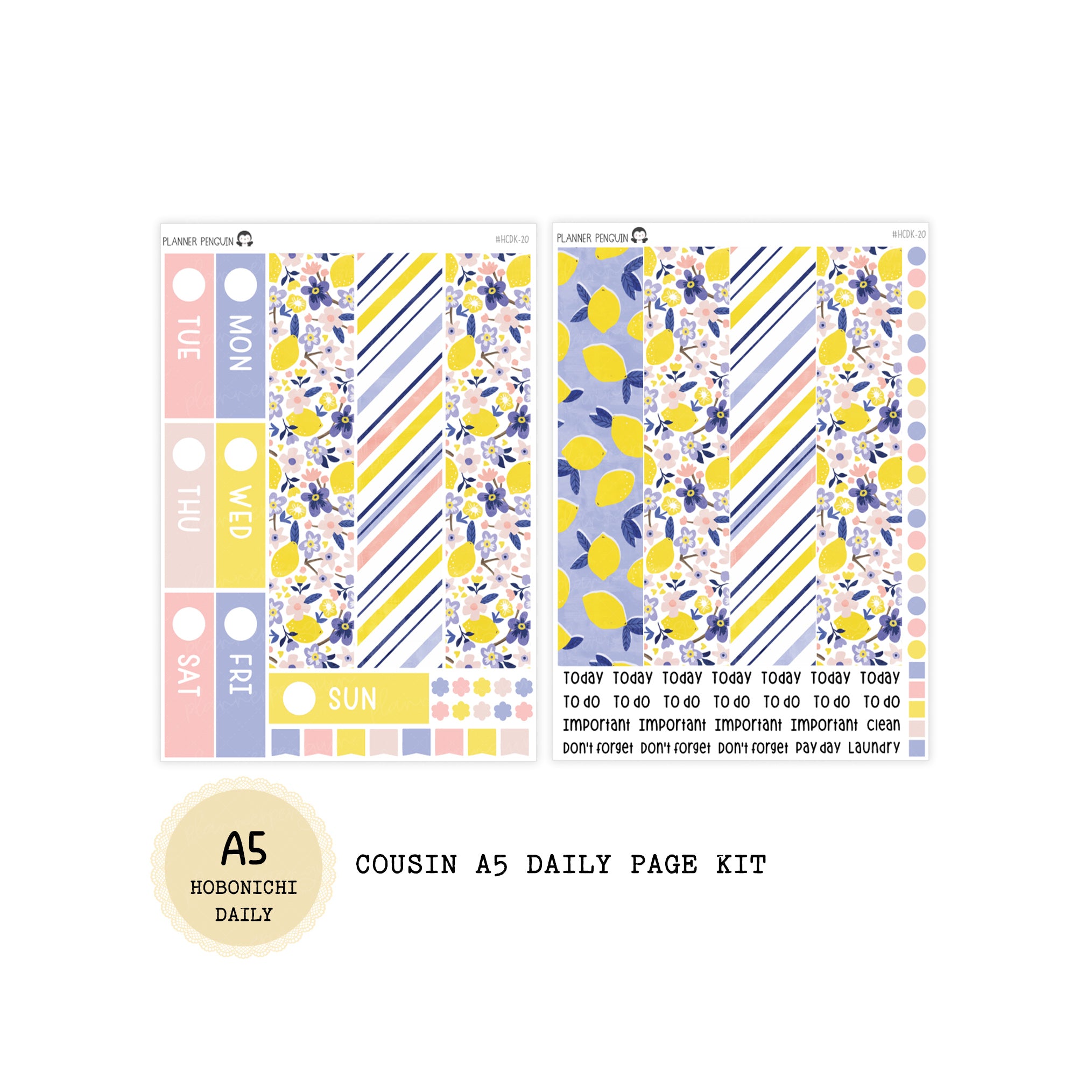 Lemon Twist - Daily Kit - Hobonichi Cousin A5 , A6 original Techo