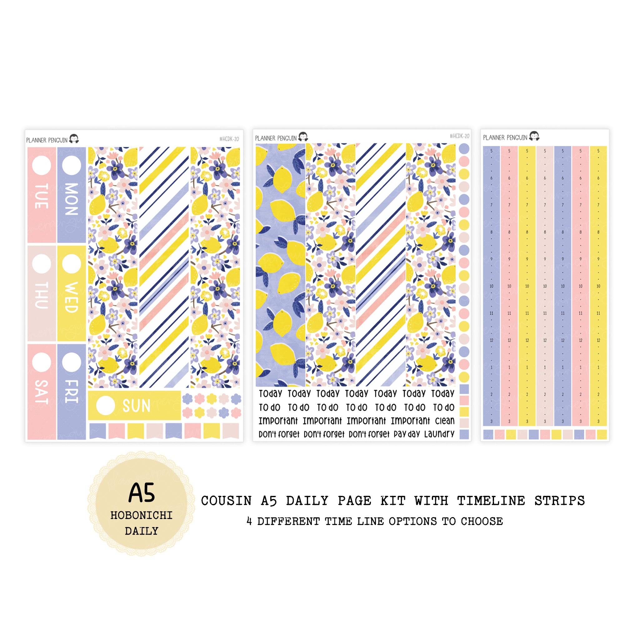 Lemon Twist - Daily Kit - Hobonichi Cousin A5 , A6 original Techo