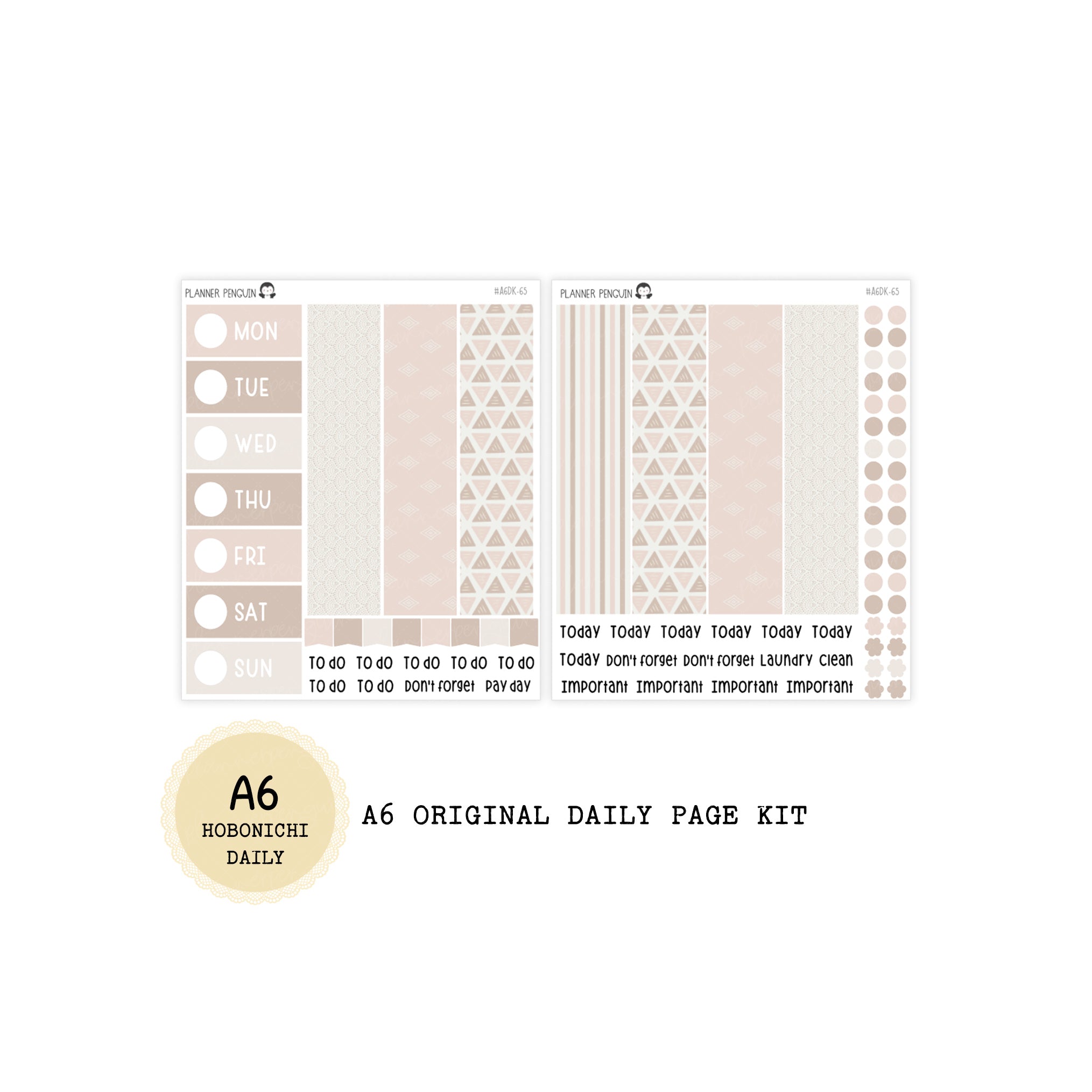 Beige Neutral - Daily Kit - Hobonichi Cousin A5 , A6 original Techo