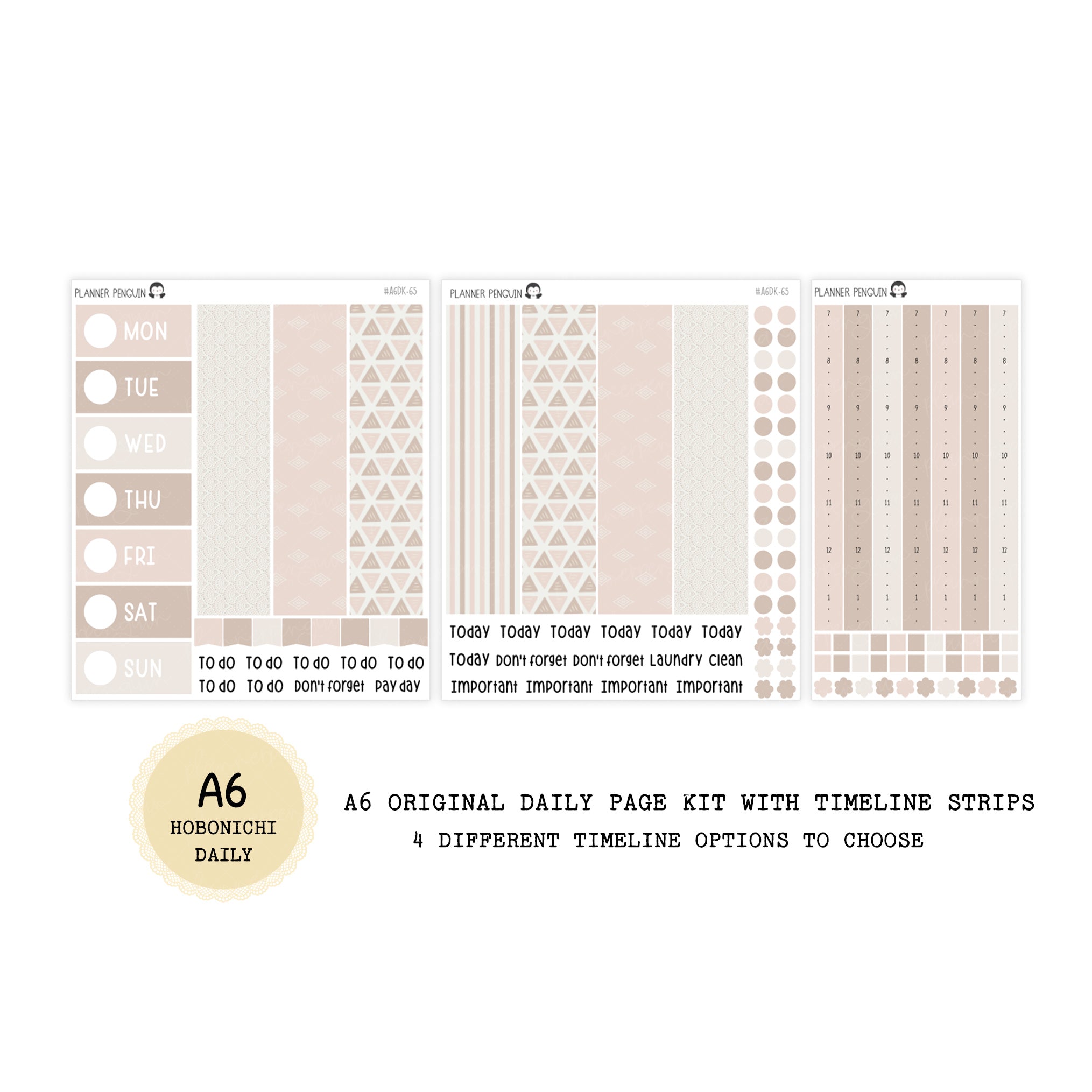 Beige Neutral - Daily Kit - Hobonichi Cousin A5 , A6 original Techo