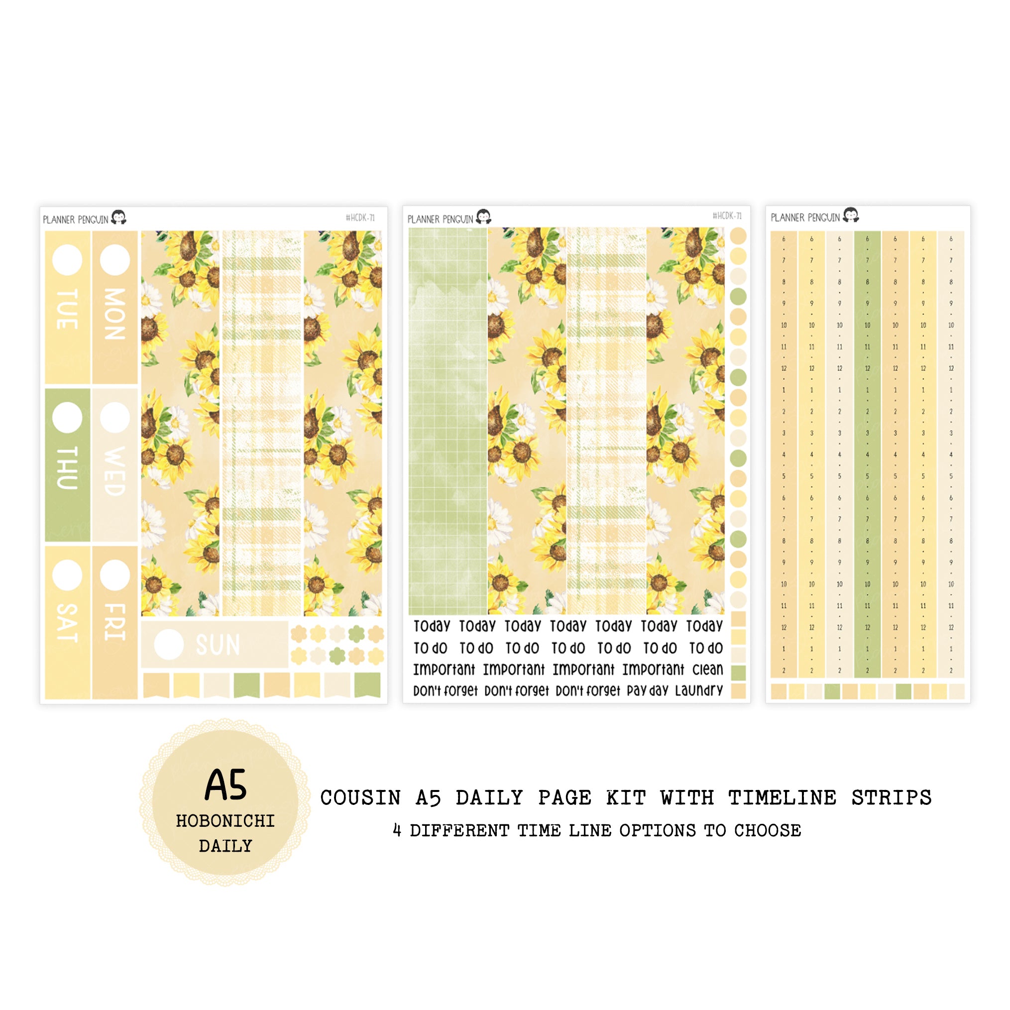 Sunny Bee - Daily Kit - Hobonichi Cousin A5 , A6 original Techo