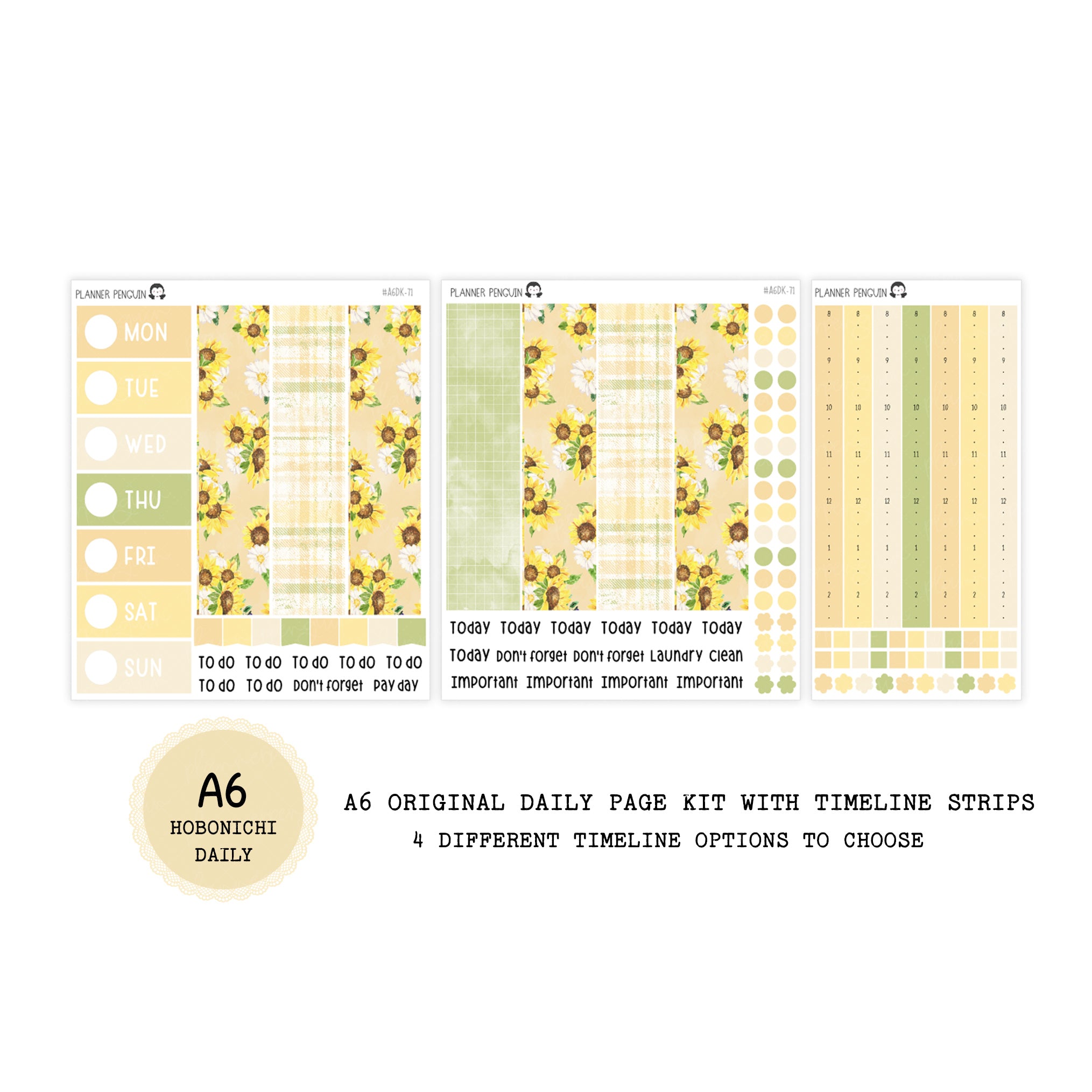 Sunny Bee - Daily Kit - Hobonichi Cousin A5 , A6 original Techo
