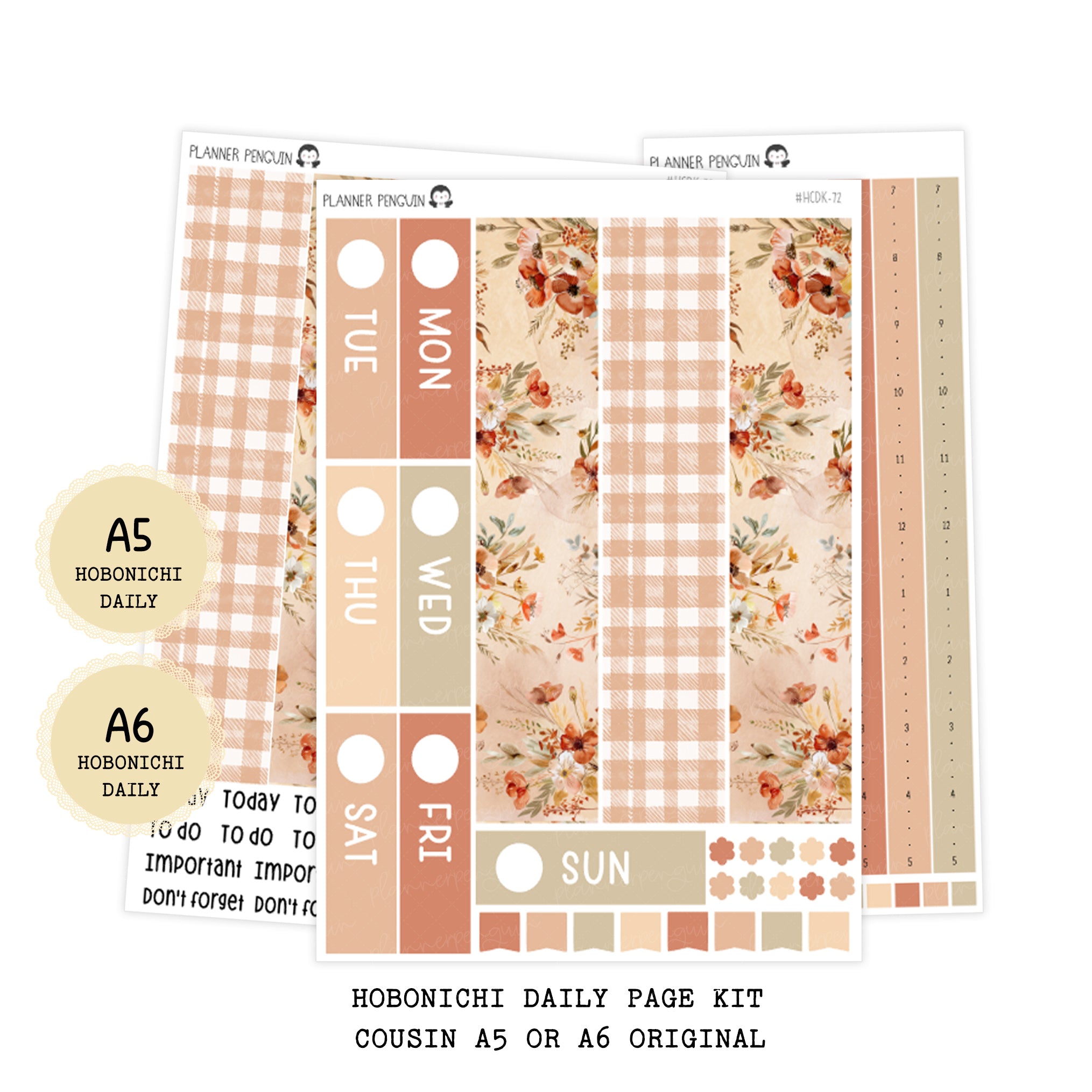 Rustic Autumn - Daily Kit - Hobonichi Cousin A5 , A6 original Techo