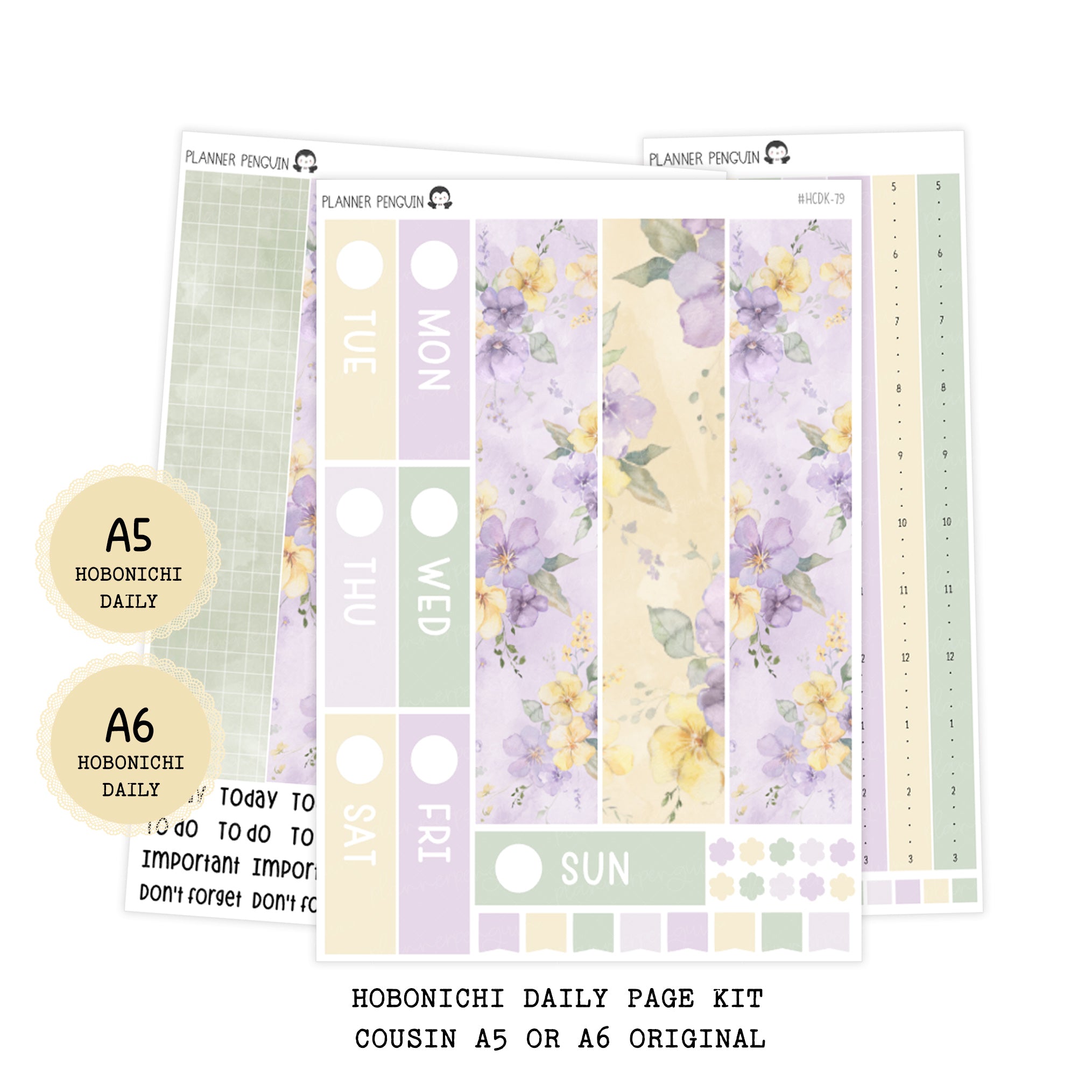 Honey Lavender - Daily Kit - Hobonichi Cousin A5 , A6 original Techo