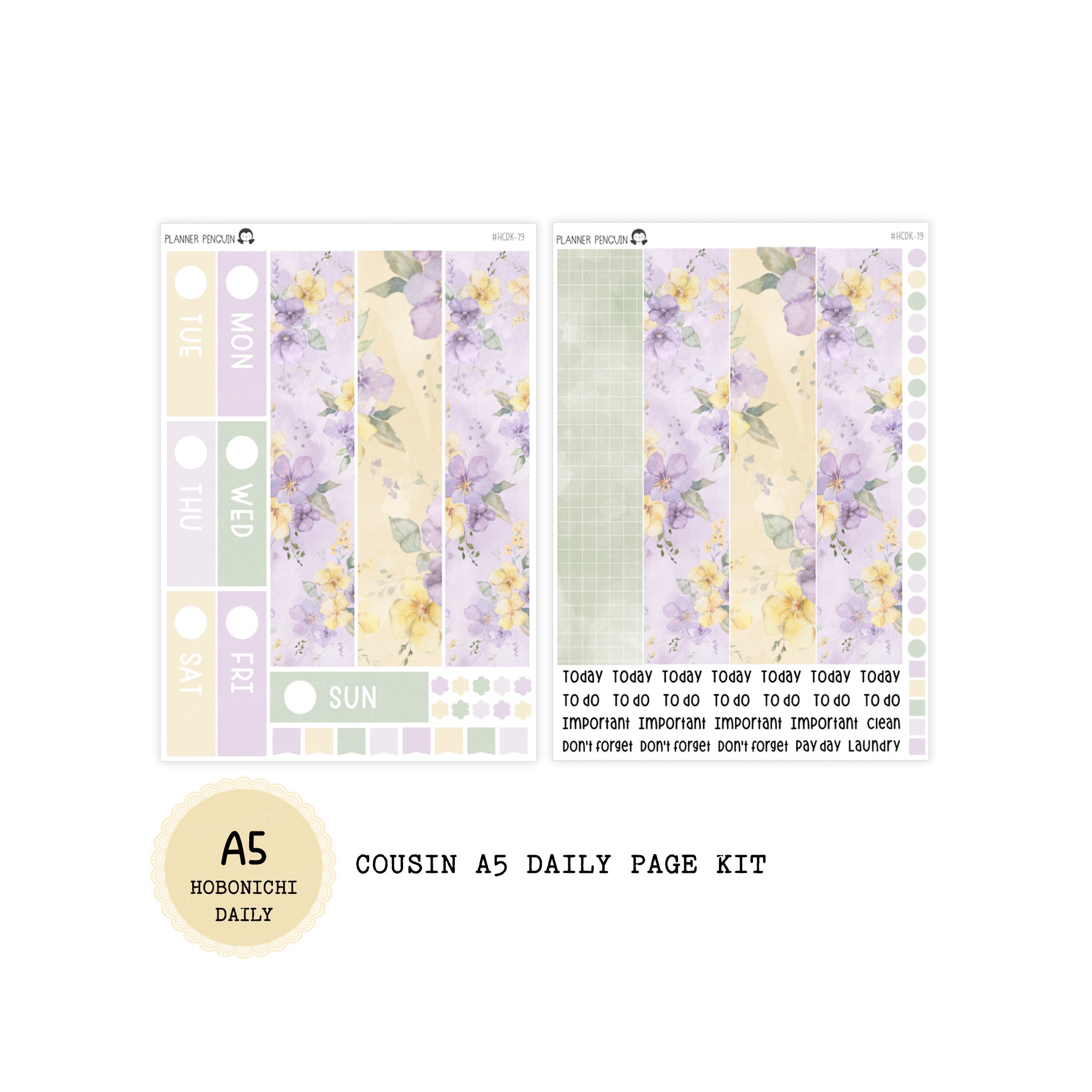Honey Lavender - Daily Kit - Hobonichi Cousin A5 , A6 original Techo