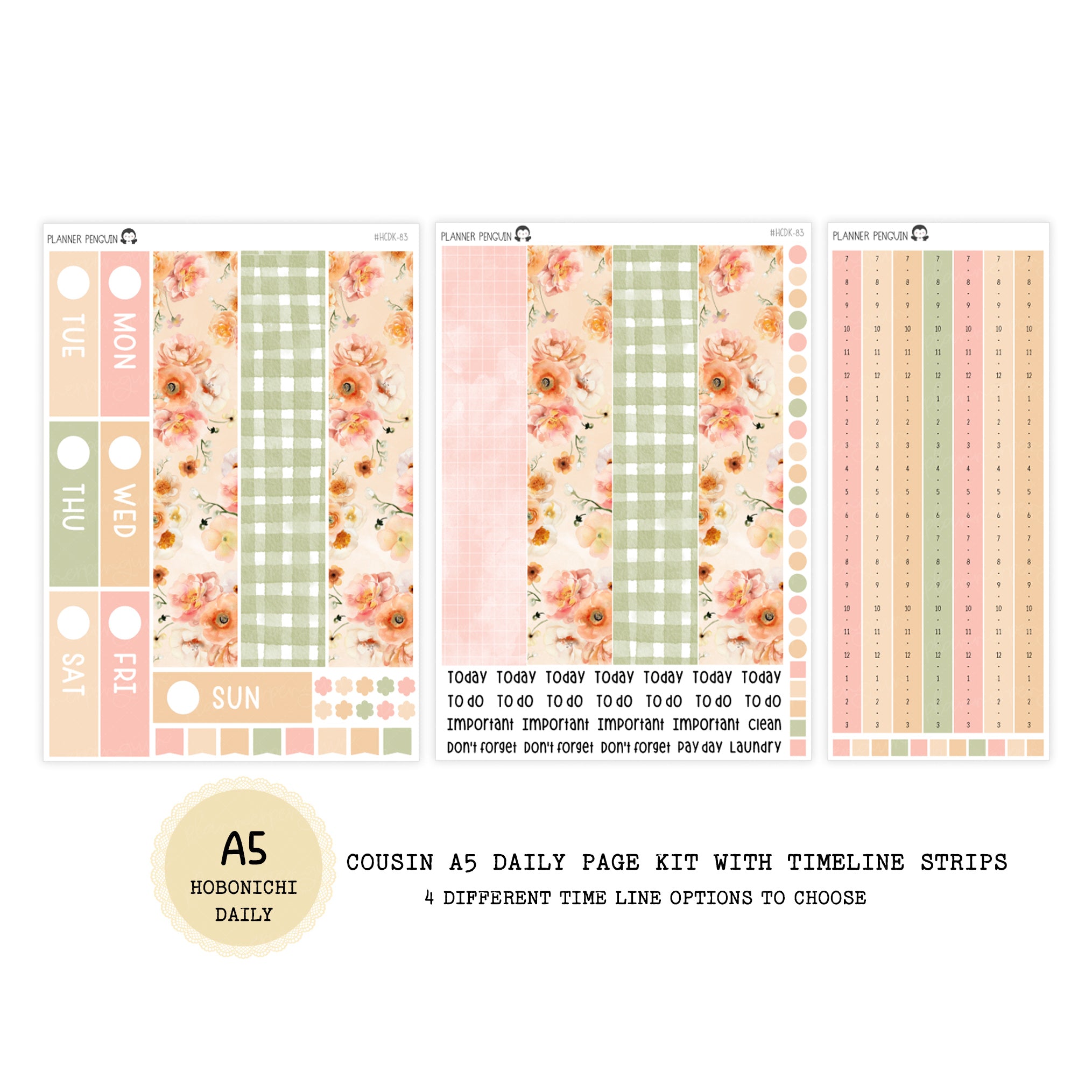 Peach Farm - Daily Kit - Hobonichi Cousin A5 , A6 original Techo