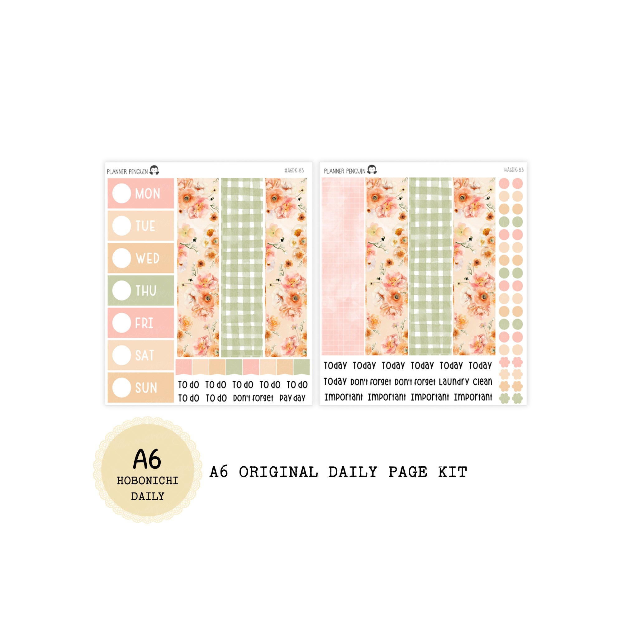 Peach Farm - Daily Kit - Hobonichi Cousin A5 , A6 original Techo