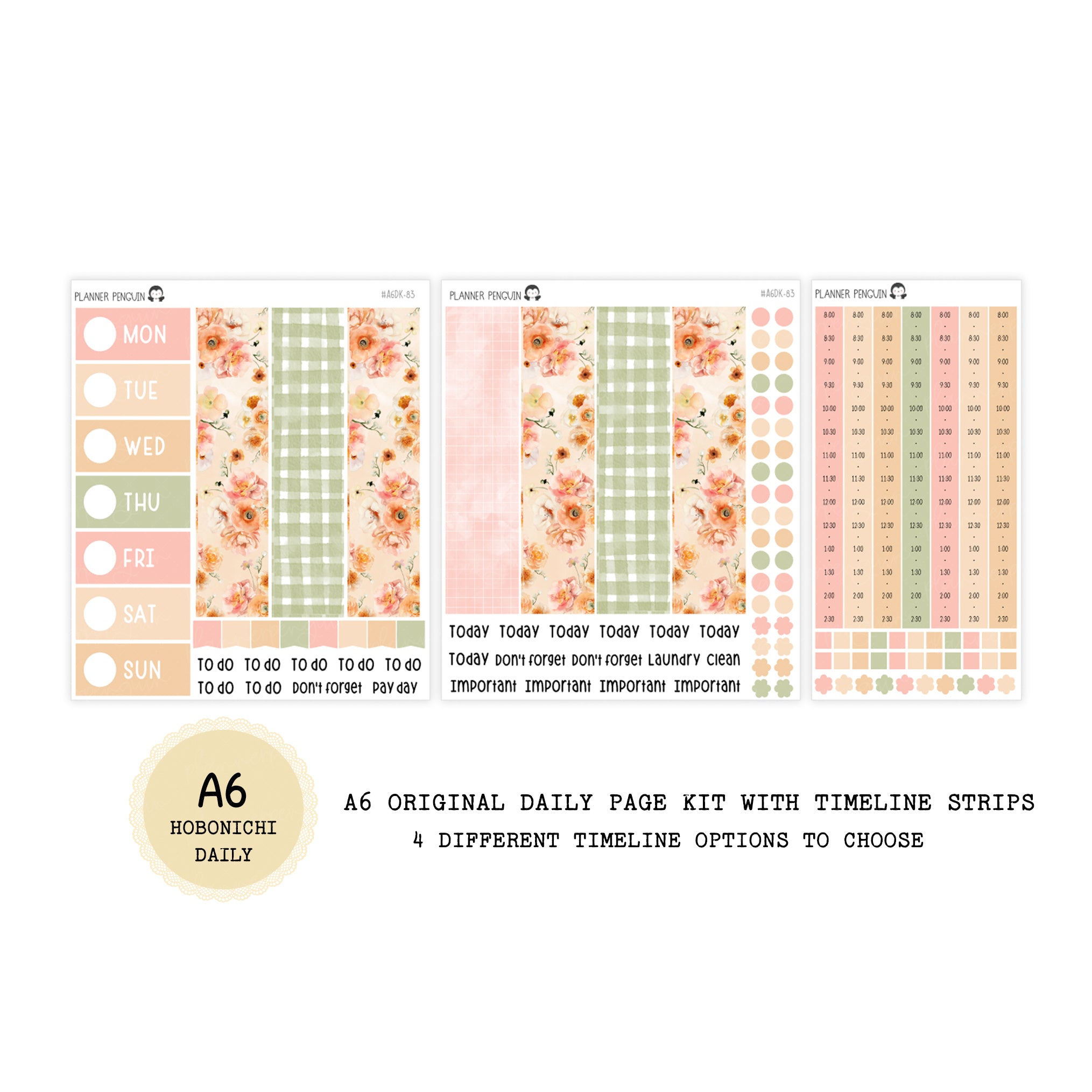 Peach Farm - Daily Kit - Hobonichi Cousin A5 , A6 original Techo