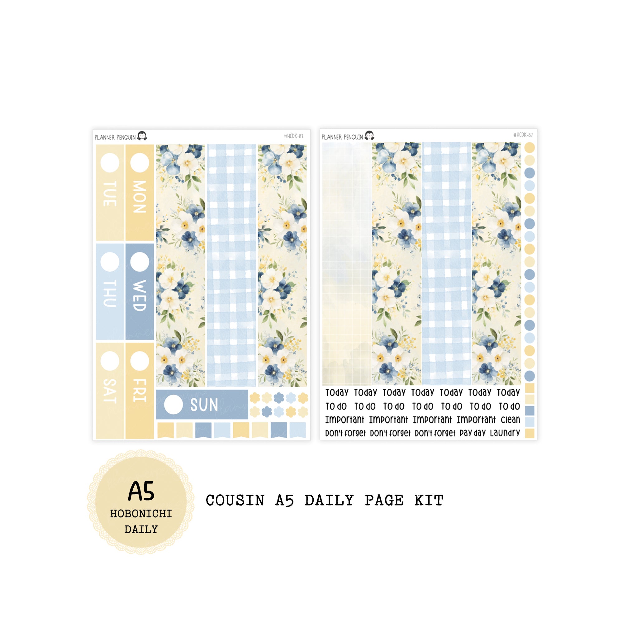 Sunbloom - Daily Kit - Hobonichi Cousin A5 , A6 original Techo