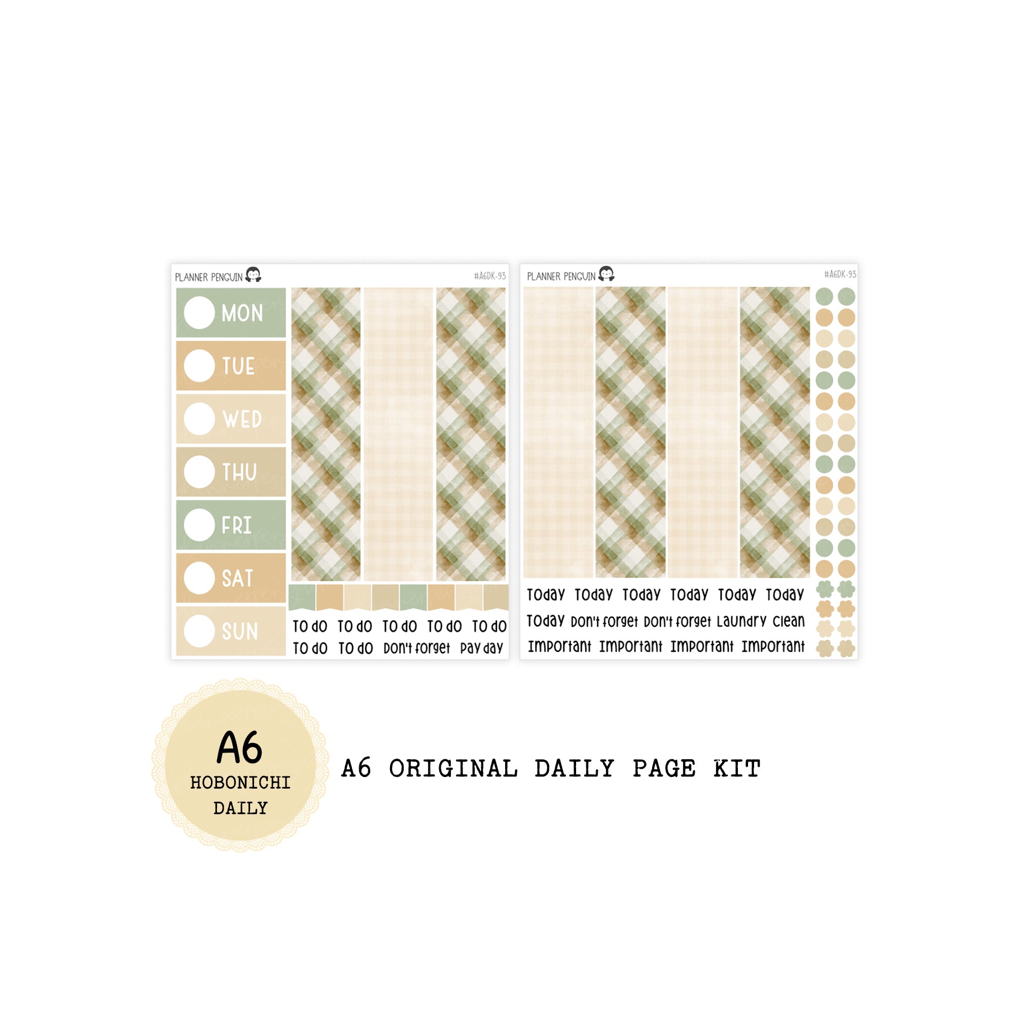 Gentle Autumn - Daily Kit - Hobonichi Cousin A5 , A6 original Techo
