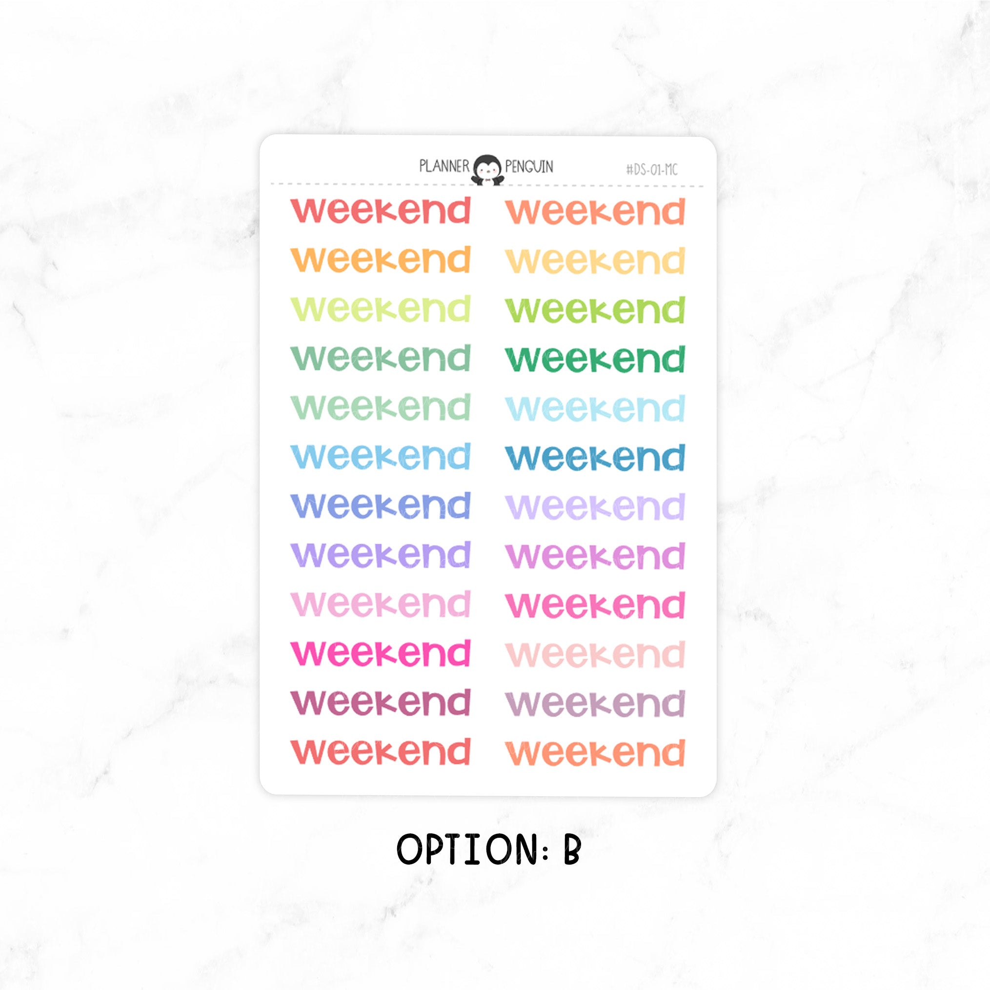 Weekend Small - Chunky Script Stickers