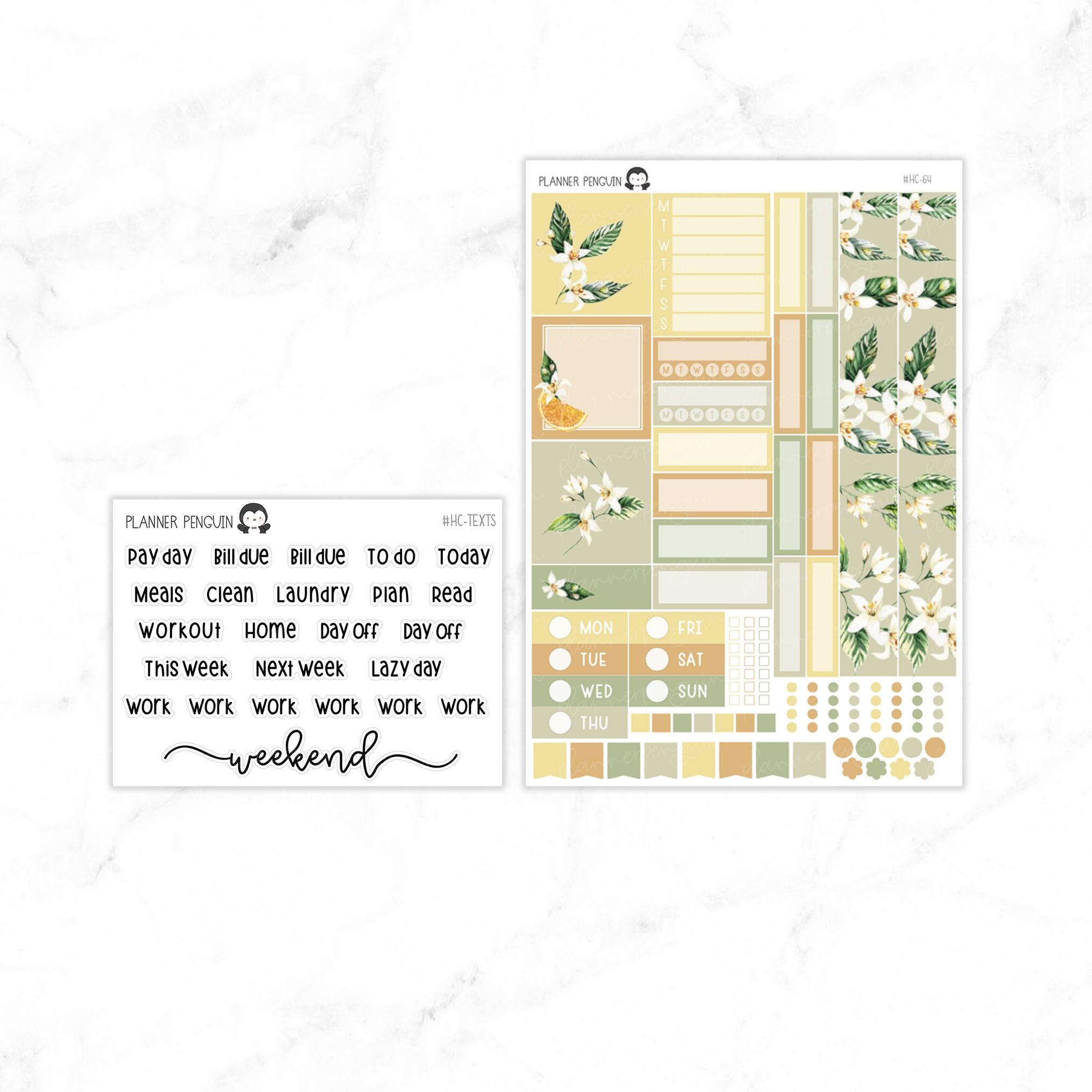 Citrus Floral Hobonichi Cousin A5 Weekly Sticker Kit // #HC-64