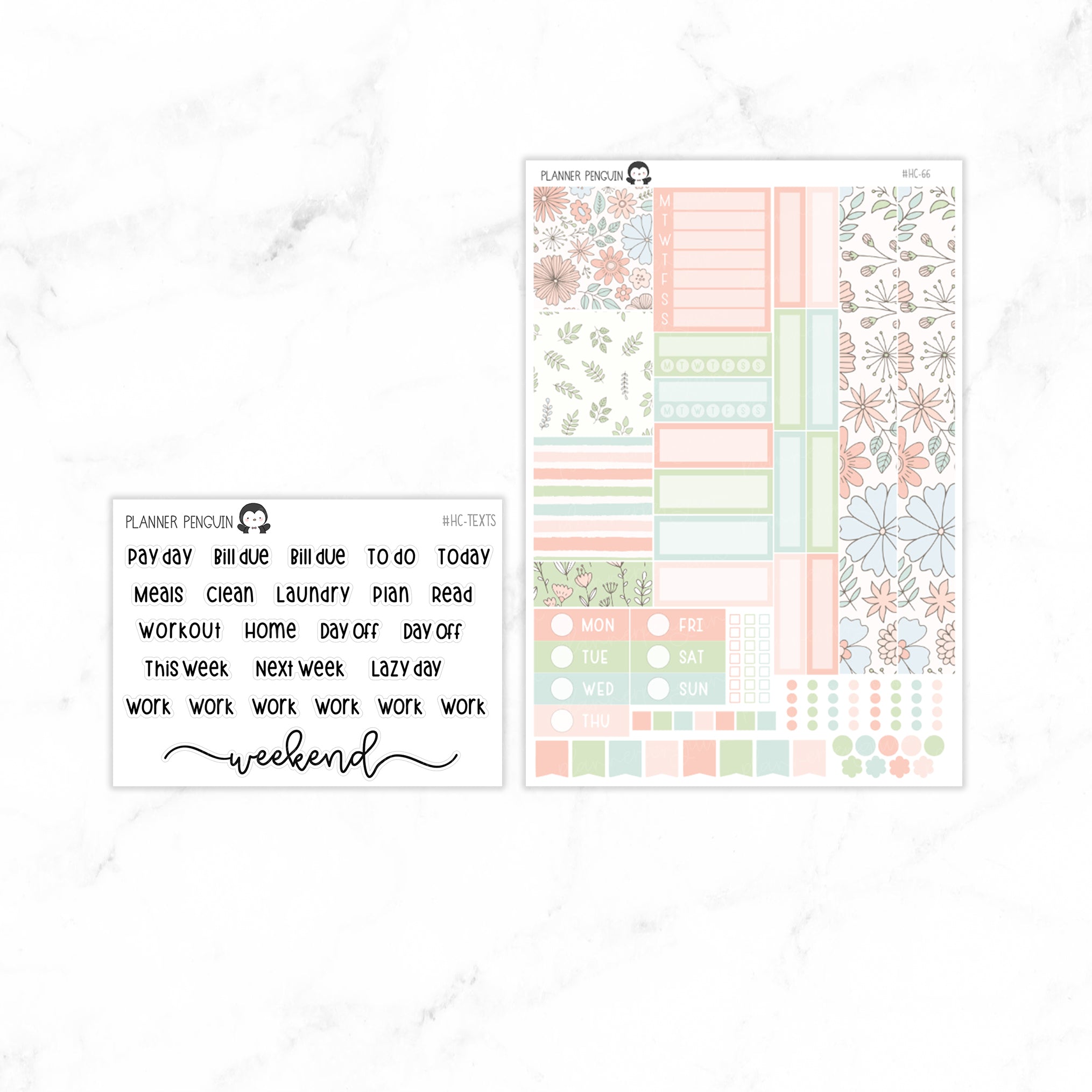 Peach Blooms Hobonichi Cousin A5 Weekly Sticker Kit // #HC-66