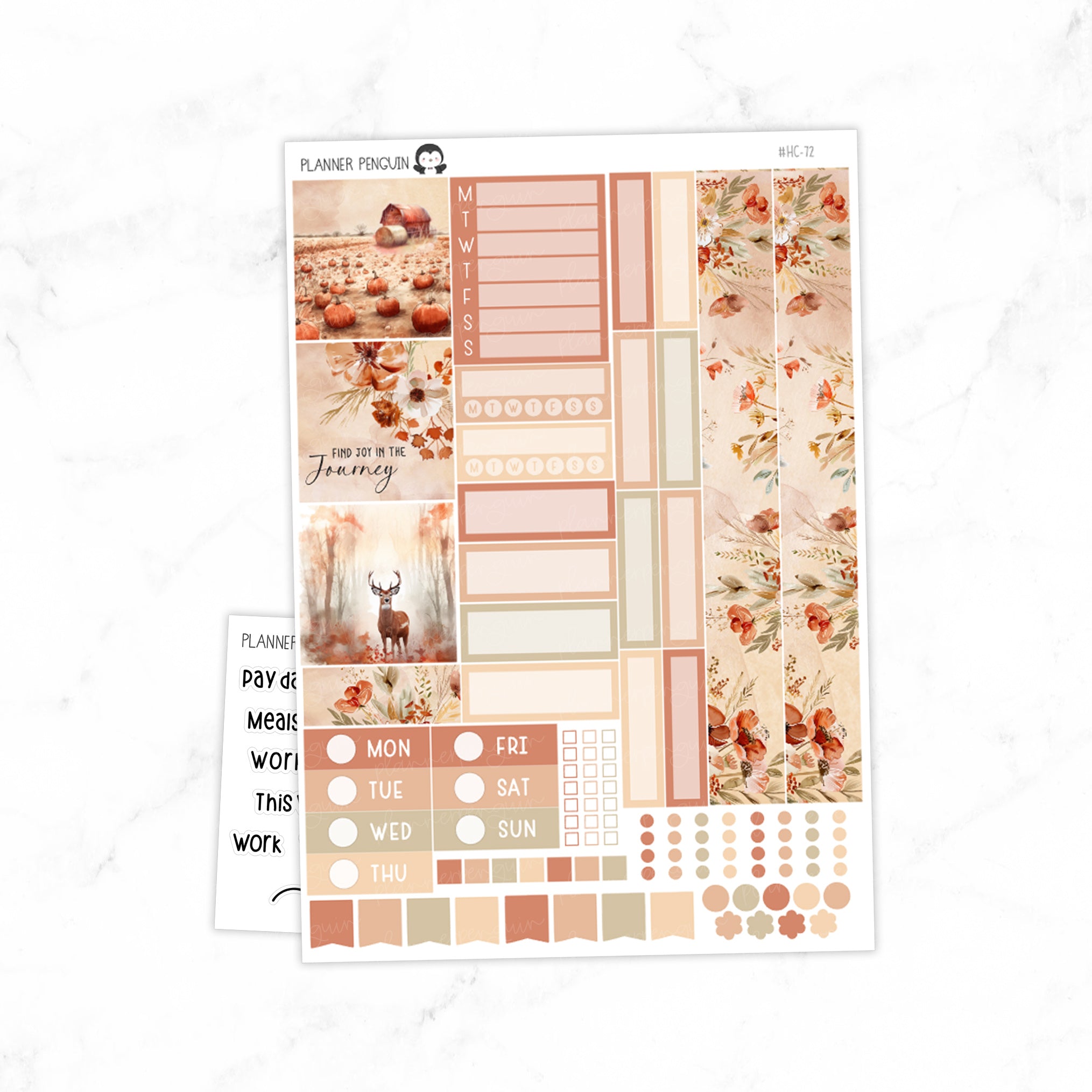 Rustic Autumn Hobonichi Cousin A5 Weekly Sticker Kit // #HC-72