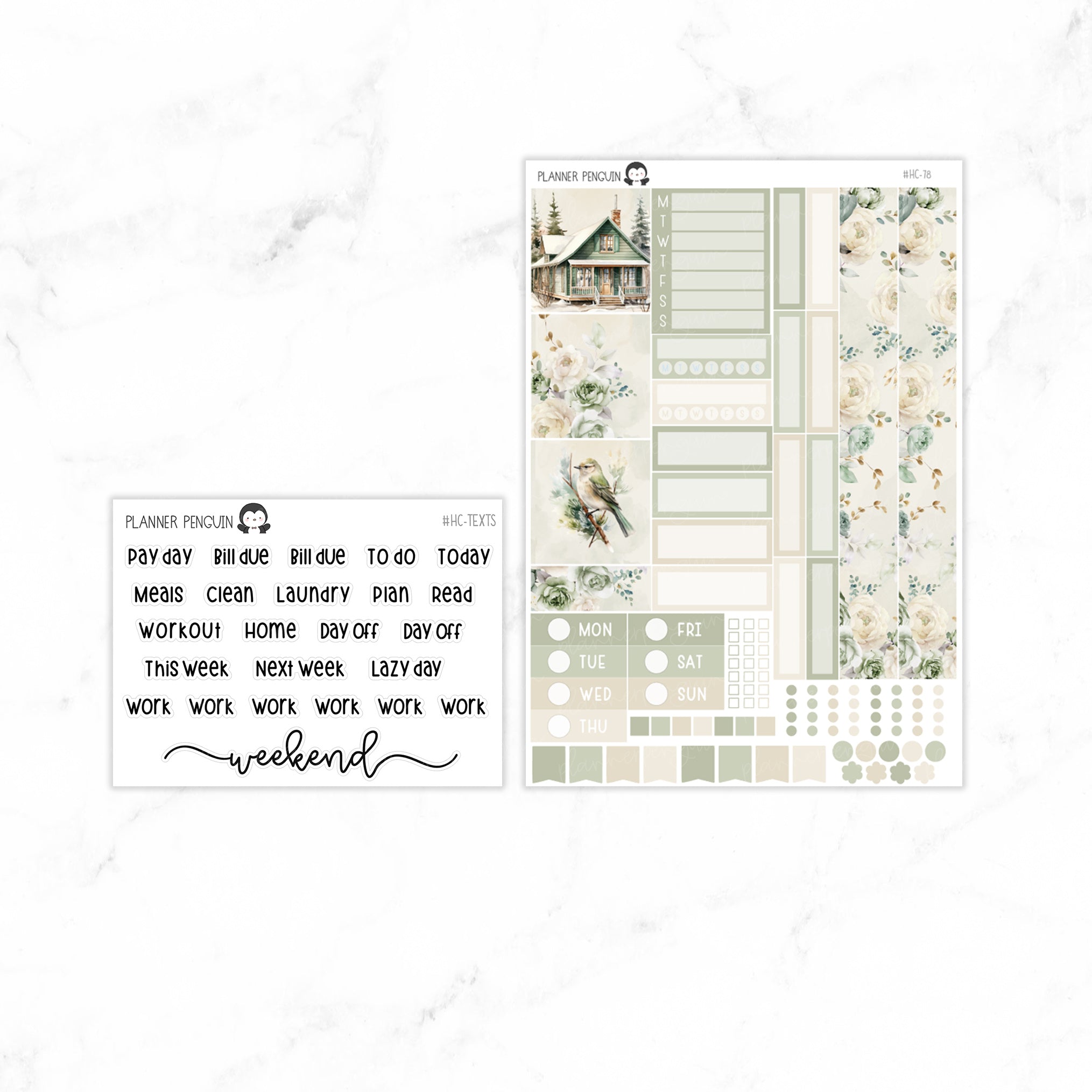 Winter Cottage Hobonichi Cousin A5 Weekly Sticker Kit // #HC-78