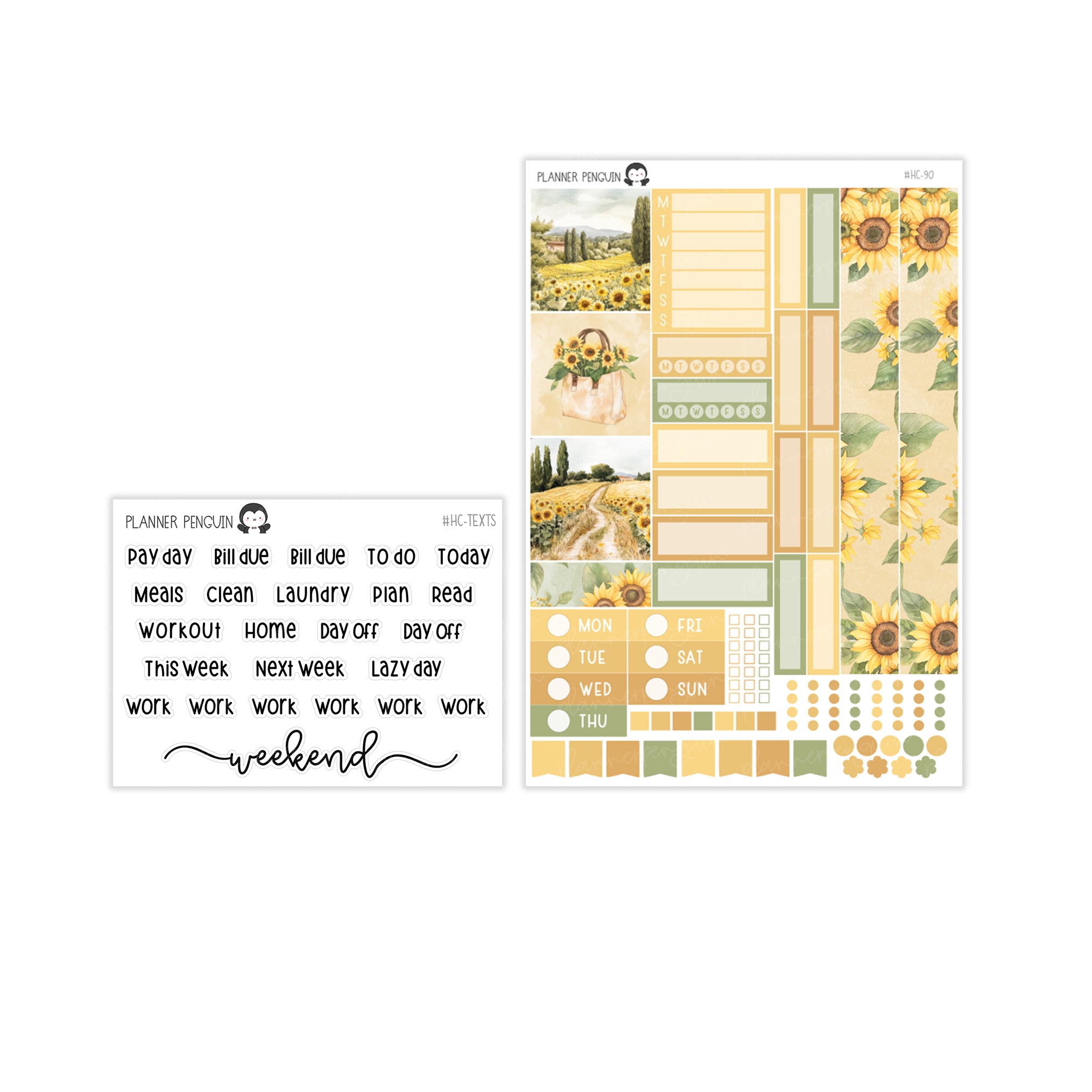 Sunflower Hobonichi Cousin A5 Weekly Sticker Kit // #HC-90