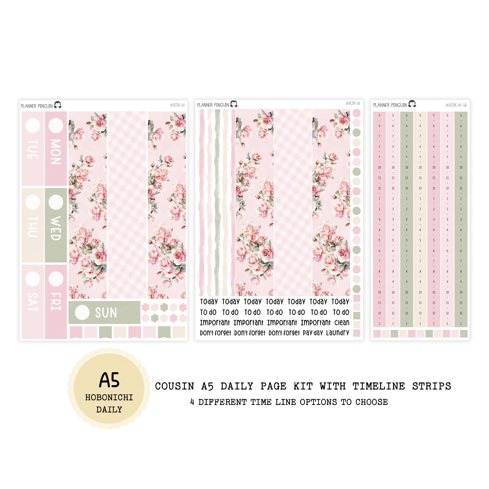 Rose Cottage - Daily Kit - Hobonichi Cousin A5 , A6 original Techo
