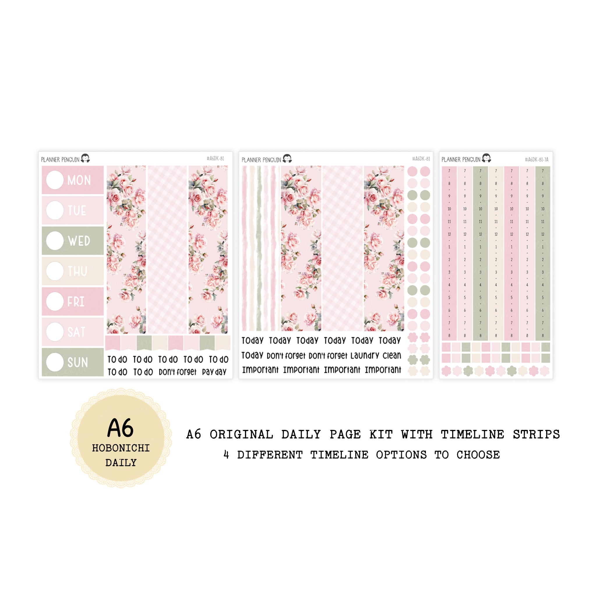 Rose Cottage - Daily Kit - Hobonichi Cousin A5 , A6 original Techo