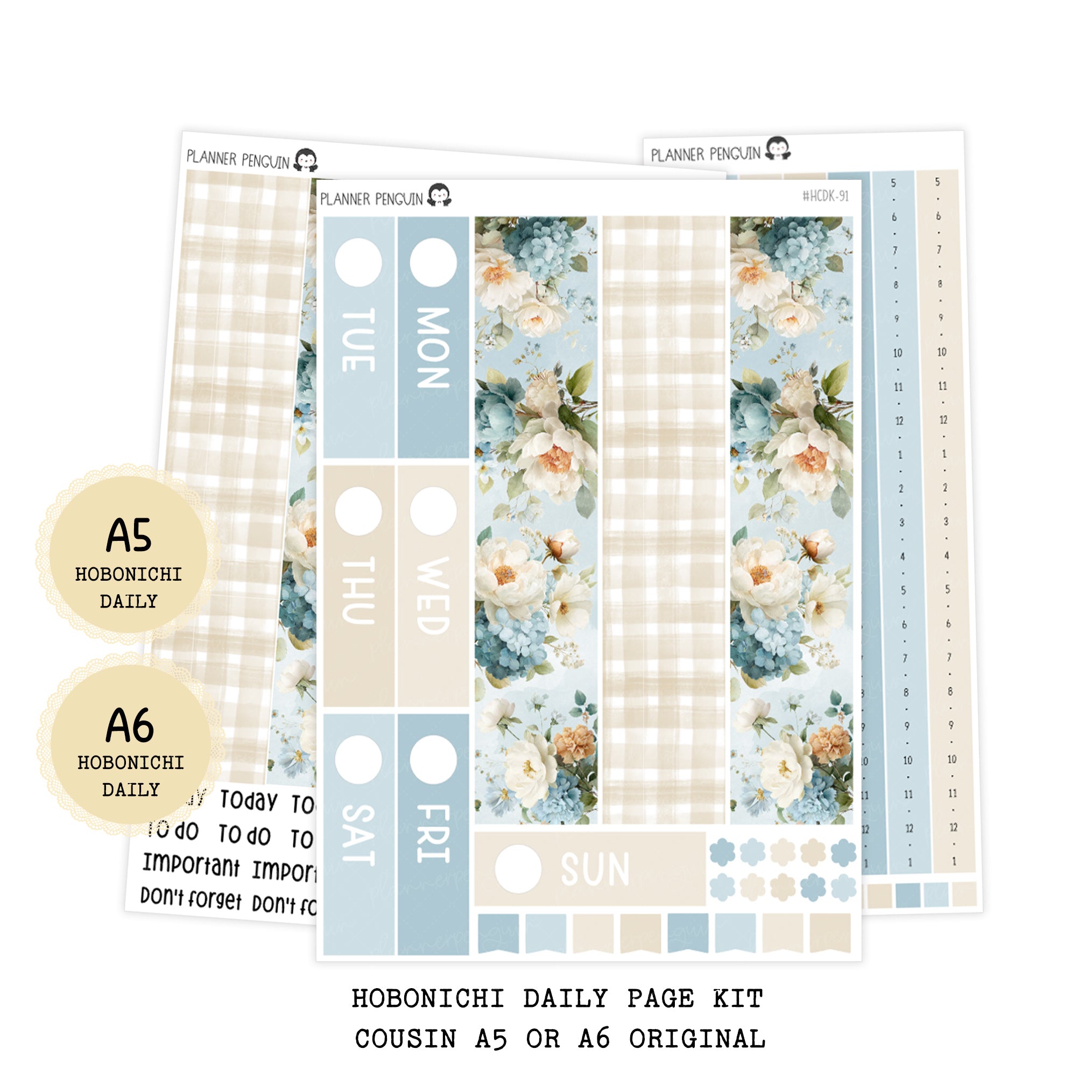 Coastal Charm - Daily Kit - Hobonichi Cousin A5 , A6 original Techo