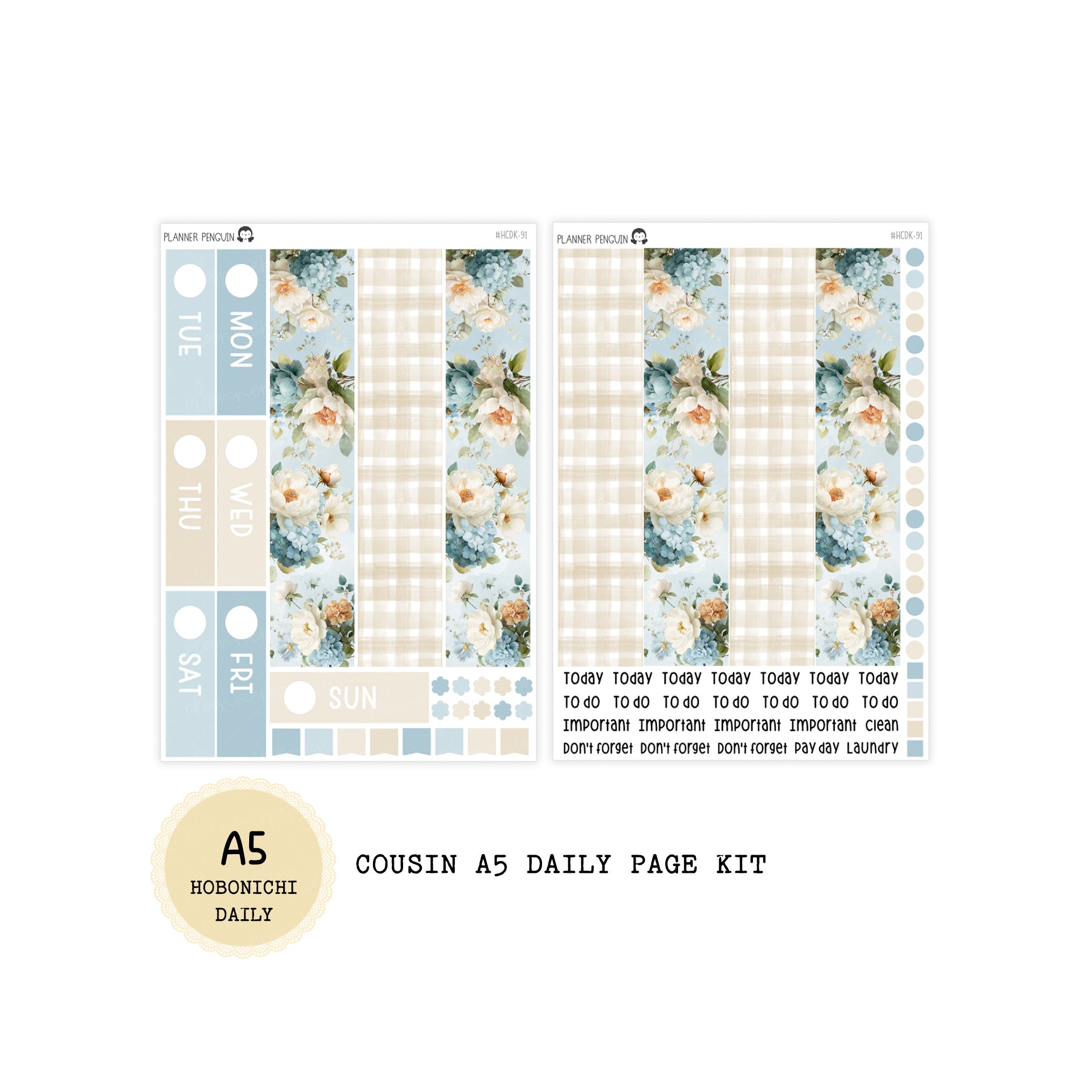 Coastal Charm - Daily Kit - Hobonichi Cousin A5 , A6 original Techo