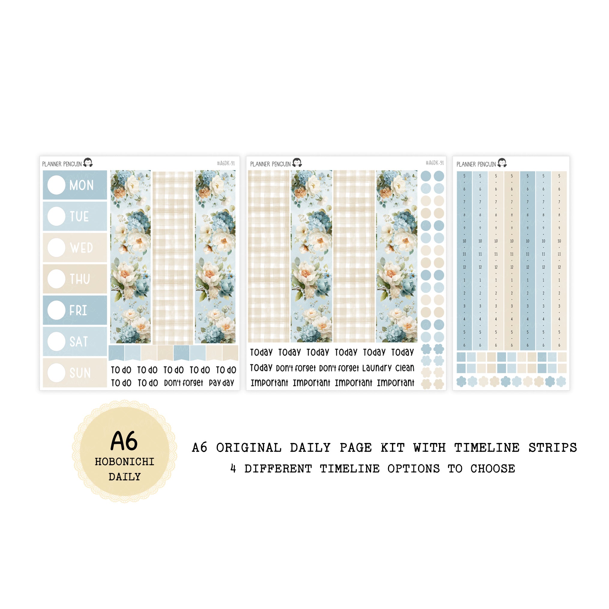 Coastal Charm - Daily Kit - Hobonichi Cousin A5 , A6 original Techo