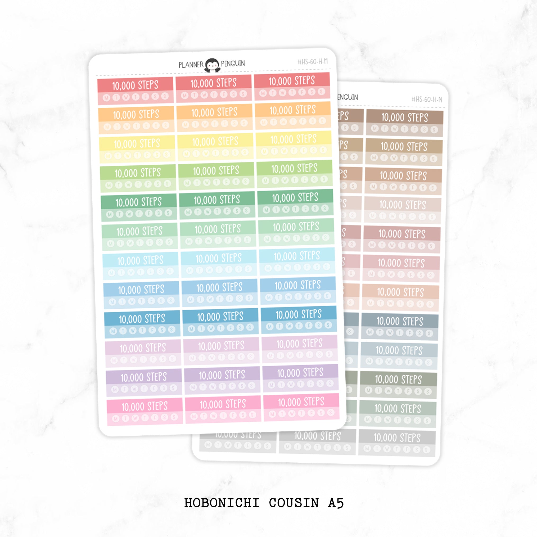 10k Steps Habit Tracker Label Planner Stickers - Hobonichi Cousin A5 // #HOBO-HS-60