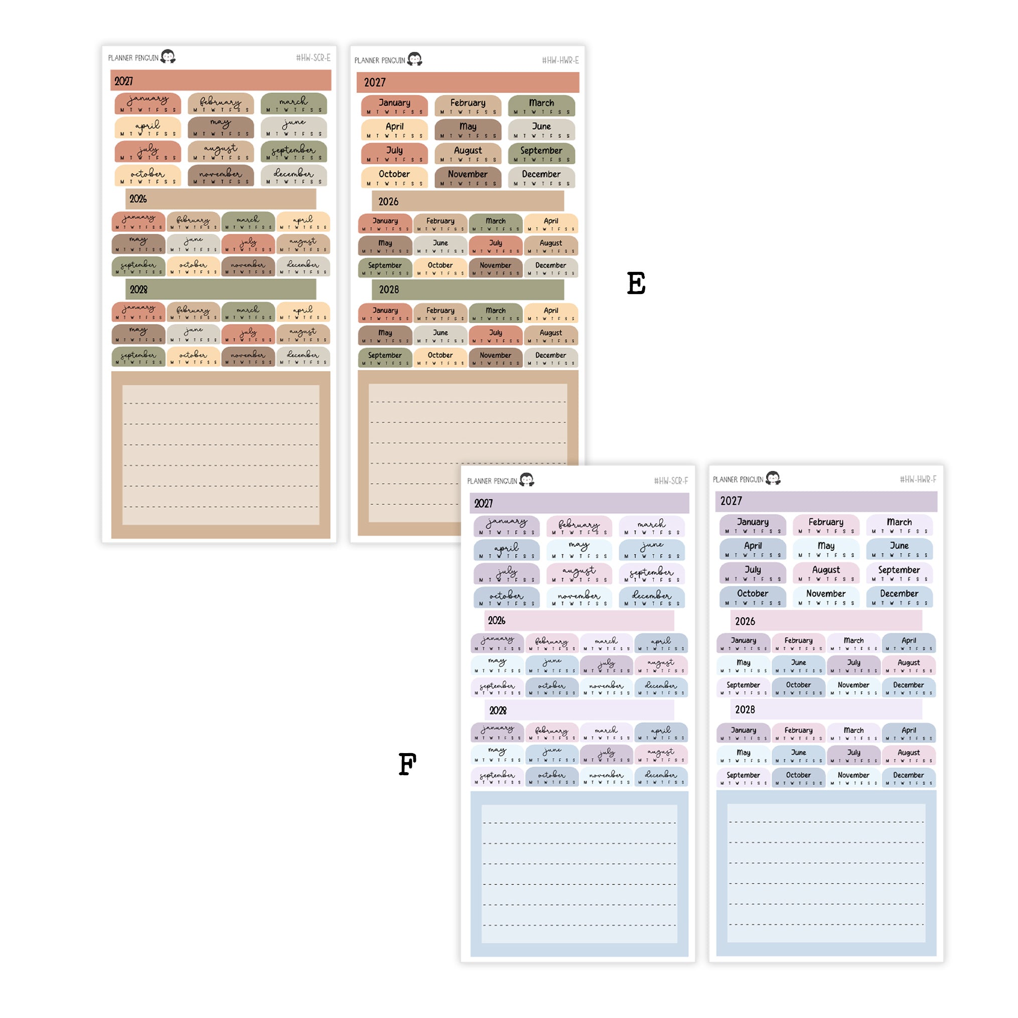 2027 Hobonichi Weeks Yearly view Stickers// Year at glance Stickers// #HW-YG-ROUND