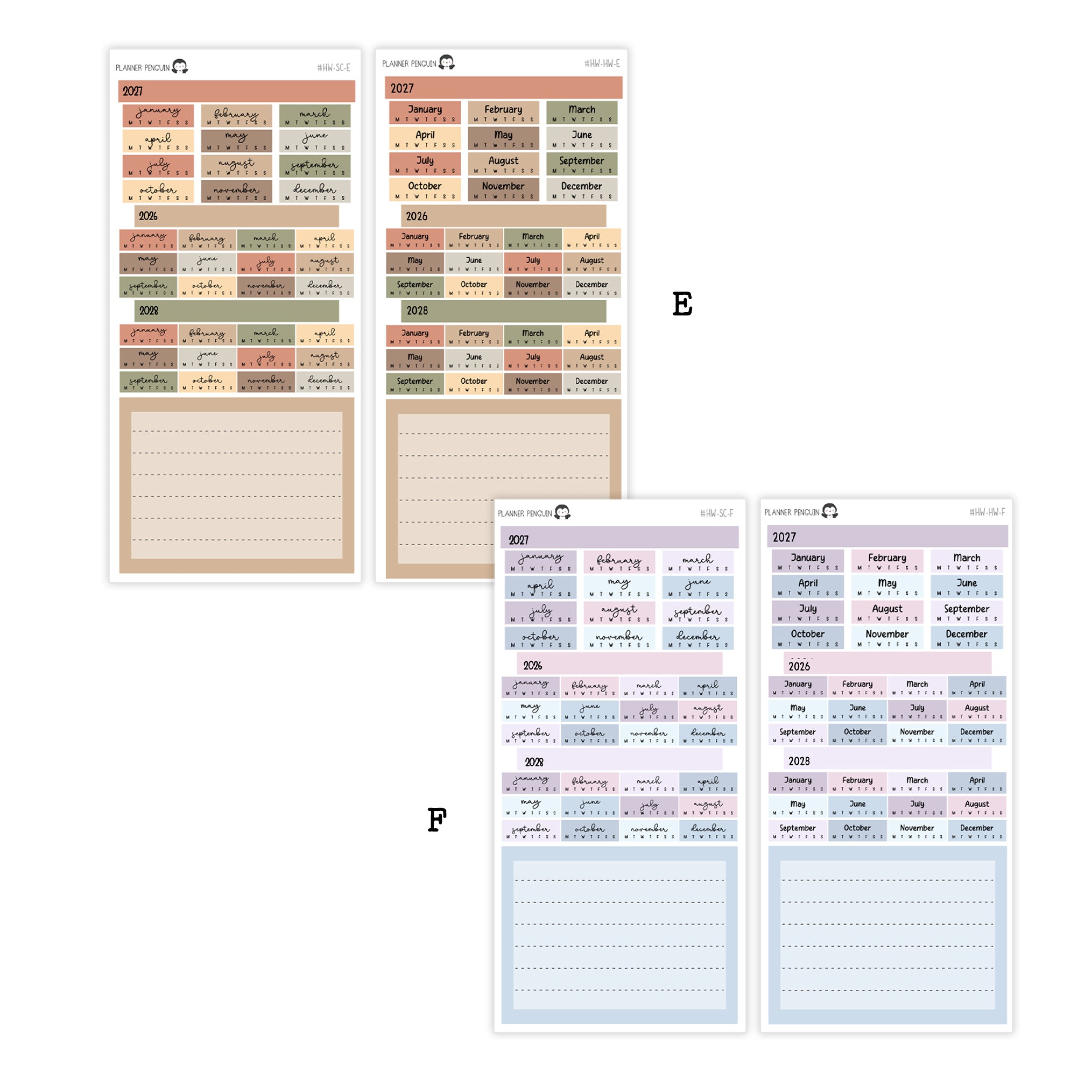 2027 Hobonichi Weeks Yearly view Stickers// Year at glance Stickers // #HW-YG-MAIN