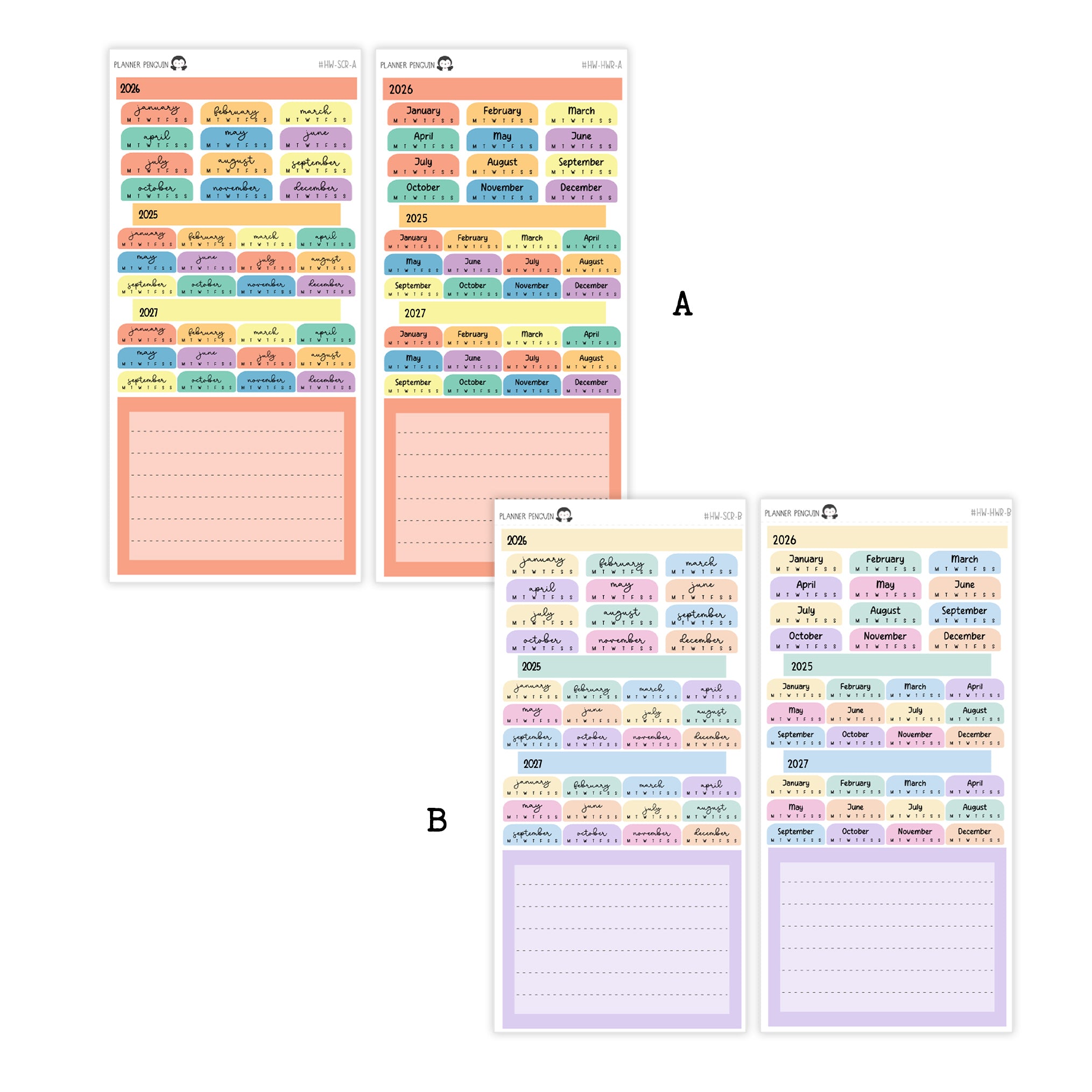 2026 Hobonichi Weeks Yearly view Stickers// Year at glance Stickers// #HW-YG-ROUND