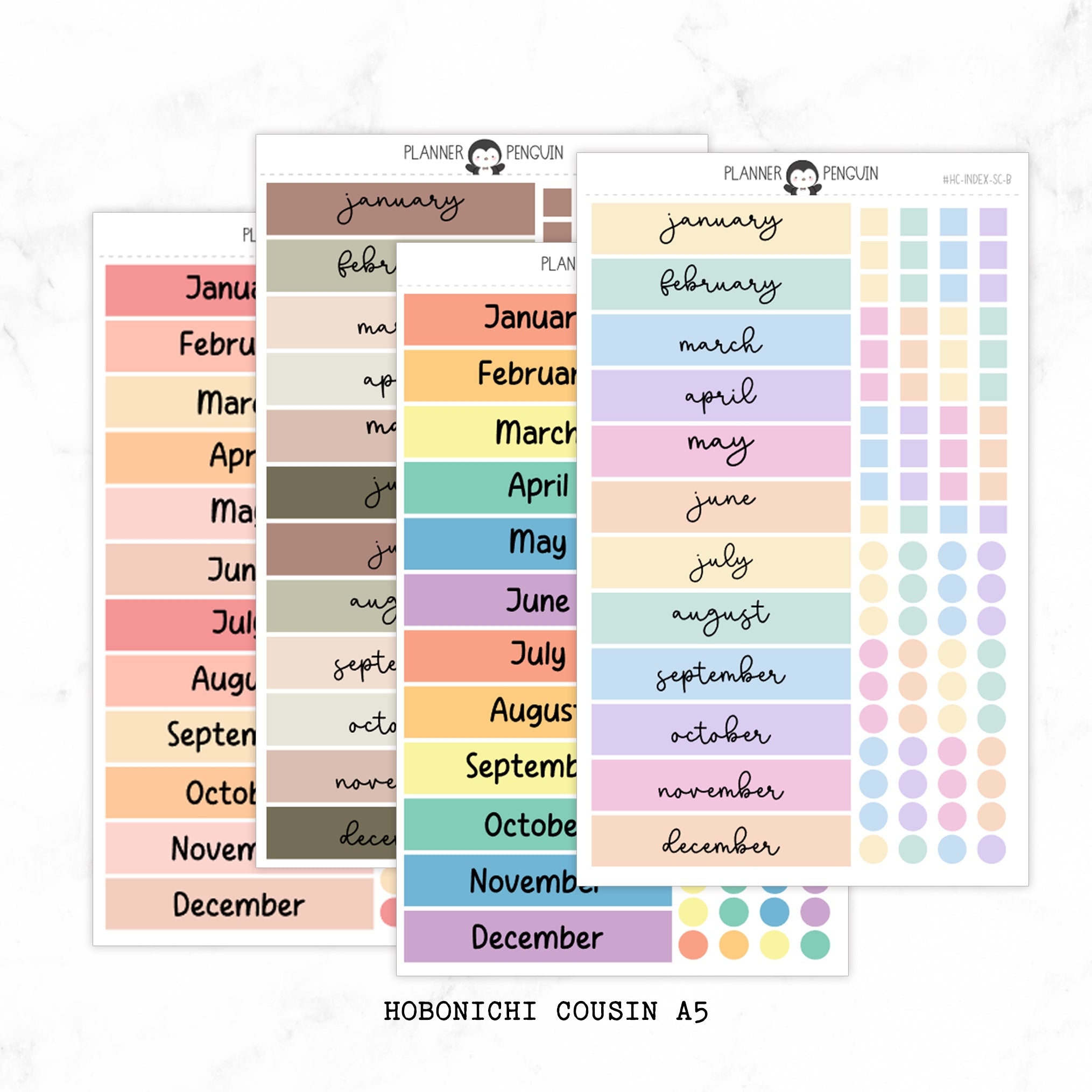 Hobonichi Cousin Yearly Index Stickers// Cousin A5 // #HC-INDEX