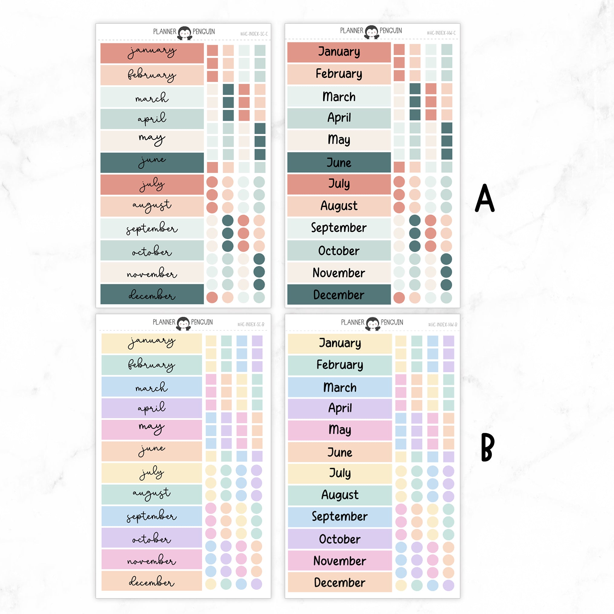 Hobonichi Cousin Yearly Index Stickers// Cousin A5 // #HC-INDEX